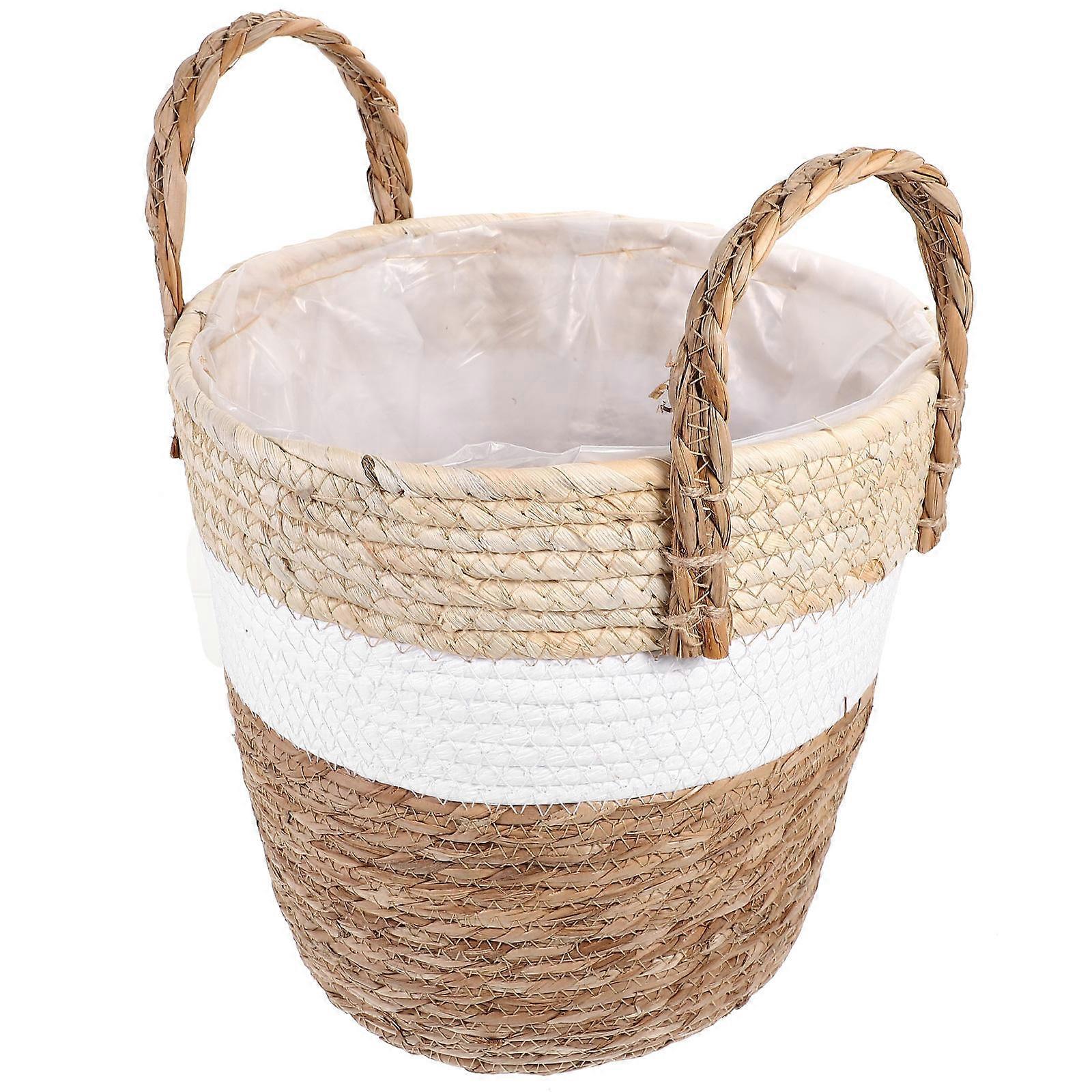 Rustic Seagrass Woven Basket for Plants – Multi Functional Flower Pot for Home, Garden, Balcony & Office Decoration