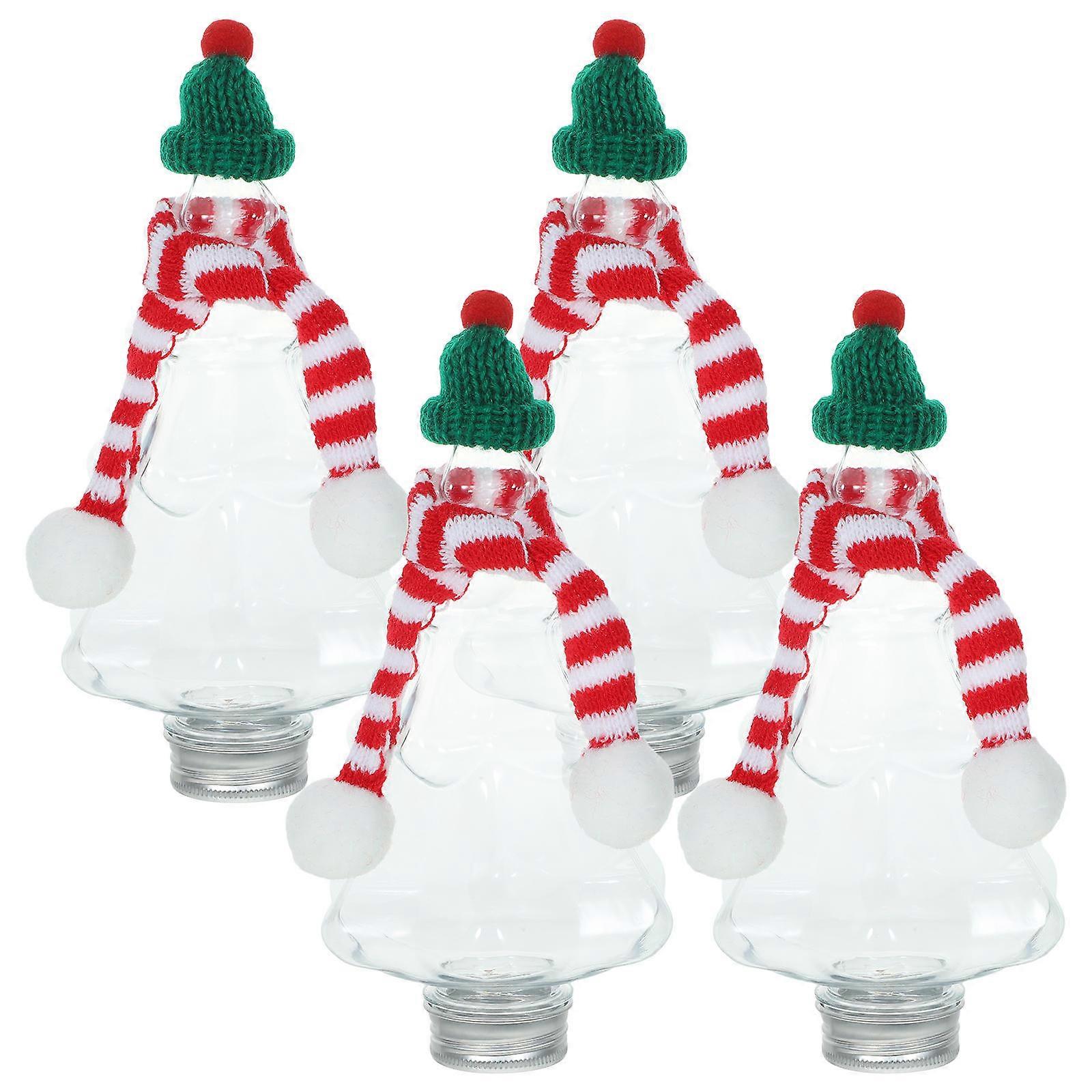 Adorable Juice Containers Beverage Bottles Multi Color Christmas Tree Shape Storage 4Pcs