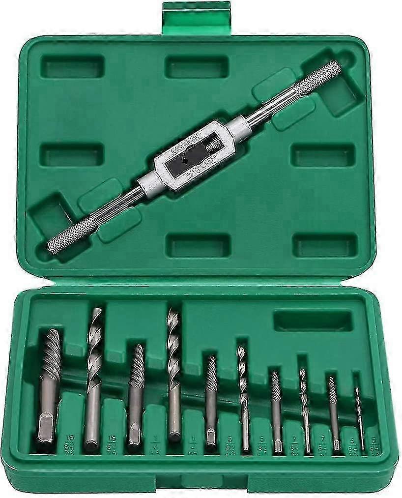 11pcs Broken Bolt Damaged Screw Extractors With Storage Box--
