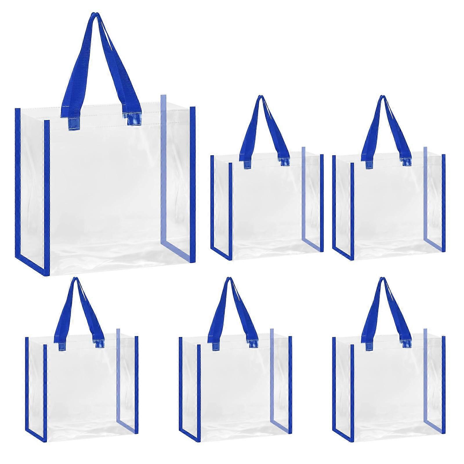 Clear Tote Bags 12x6x12 Reusable PVC Plastic with Handles Stadium Approved Beach Bag Multi-Colored for Work