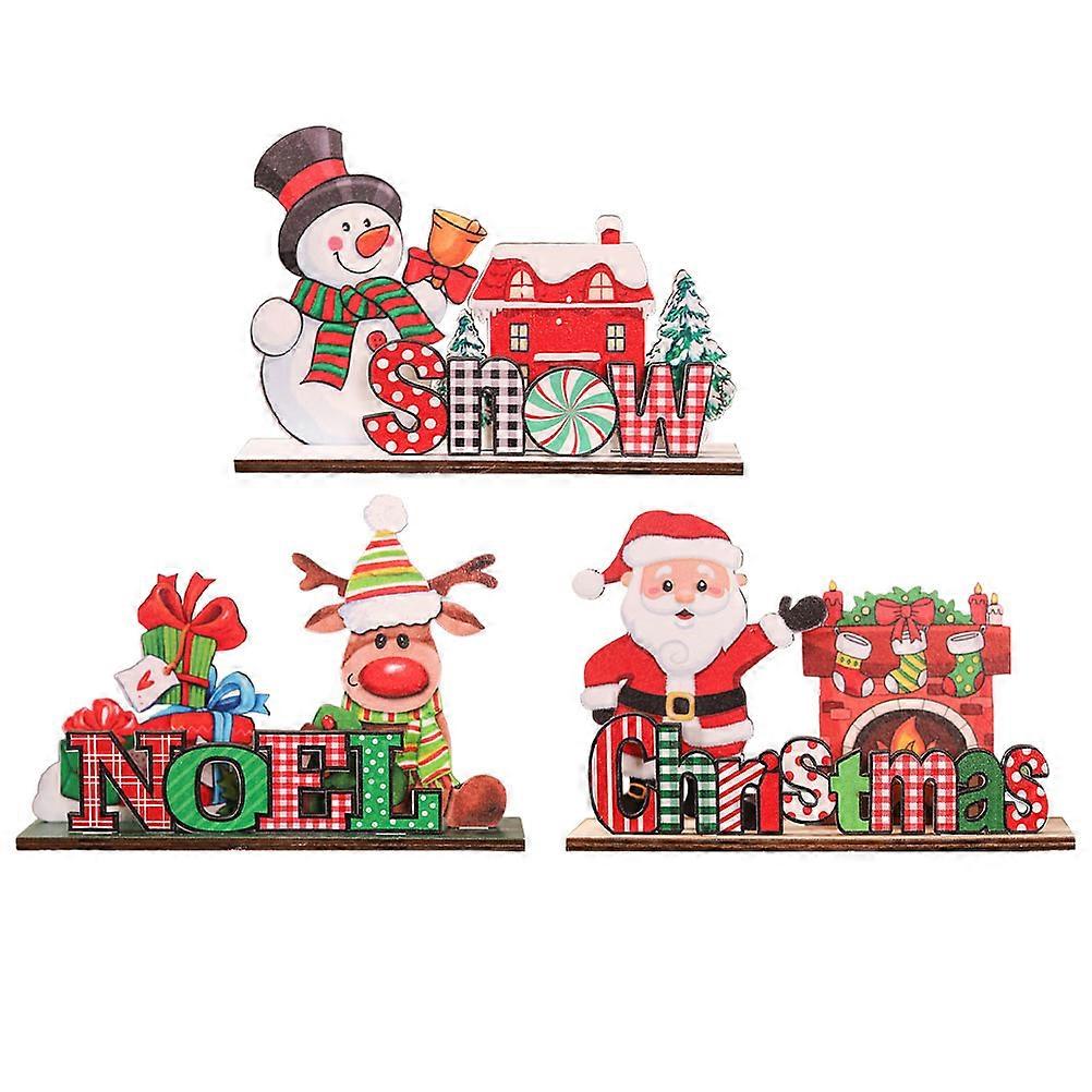 Table Decorations Rustic Table Decor Wood Sign Christmas Party Home Decoration 16.4X11.5CM DIY Craft 3Pcs
