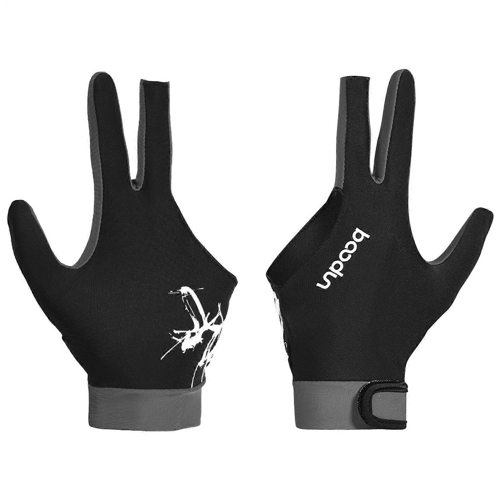 Generic Flexible Professional Billiards Match Gloves, Breathable Stretch Material, Dark Gray, Size L for Pool and Carom Sports