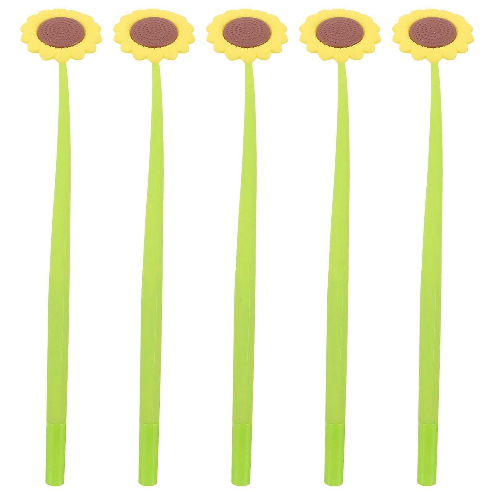Sunflower Shape Pens Adorable Design Writing Marking Drawing Random Color 5Pcs