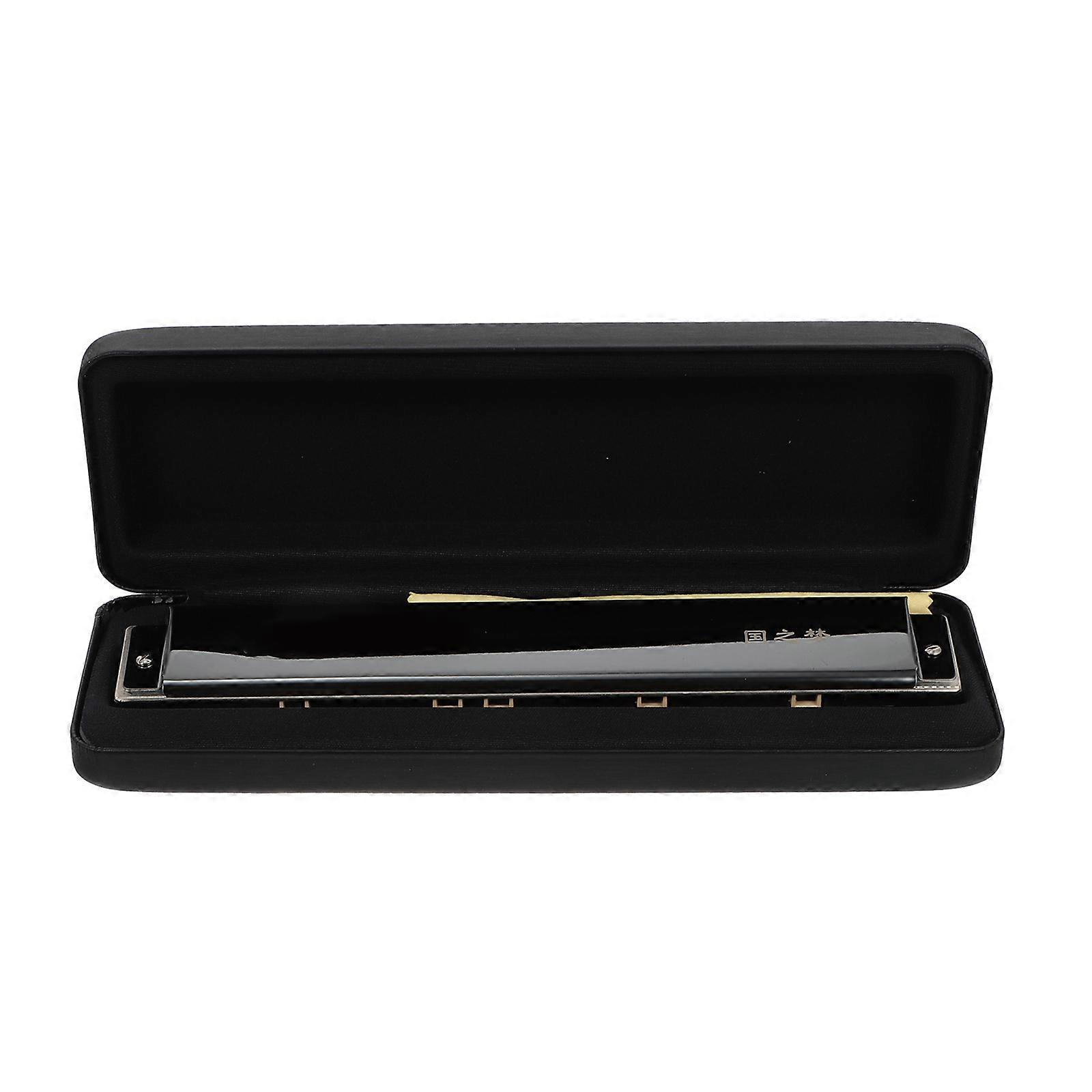 Blues Harmonica Key of C Professional Design Stage Performance Black 20.80X3.00X2.50CM Over-Blowing 1Pcs