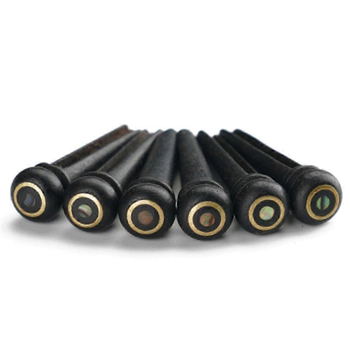 6pcs Ebony Guitar Bridge Pins for 6 & 12 String Guitars - Durable Fixed String Fasteners for Enhanced Acoustic Sound