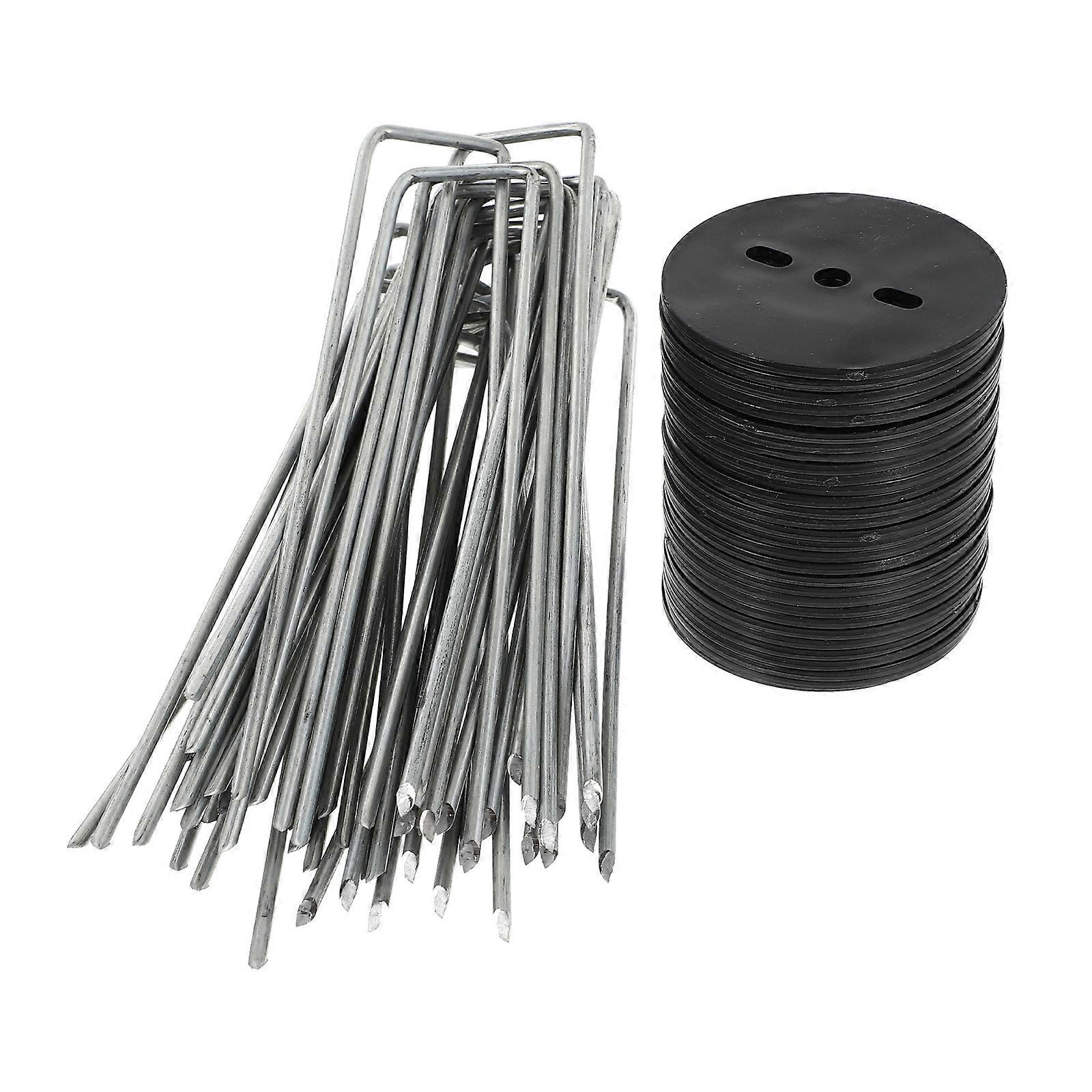30 Sets U Shape Tent Stake Gardening Landscape Pin Camping Stake with Gaskets