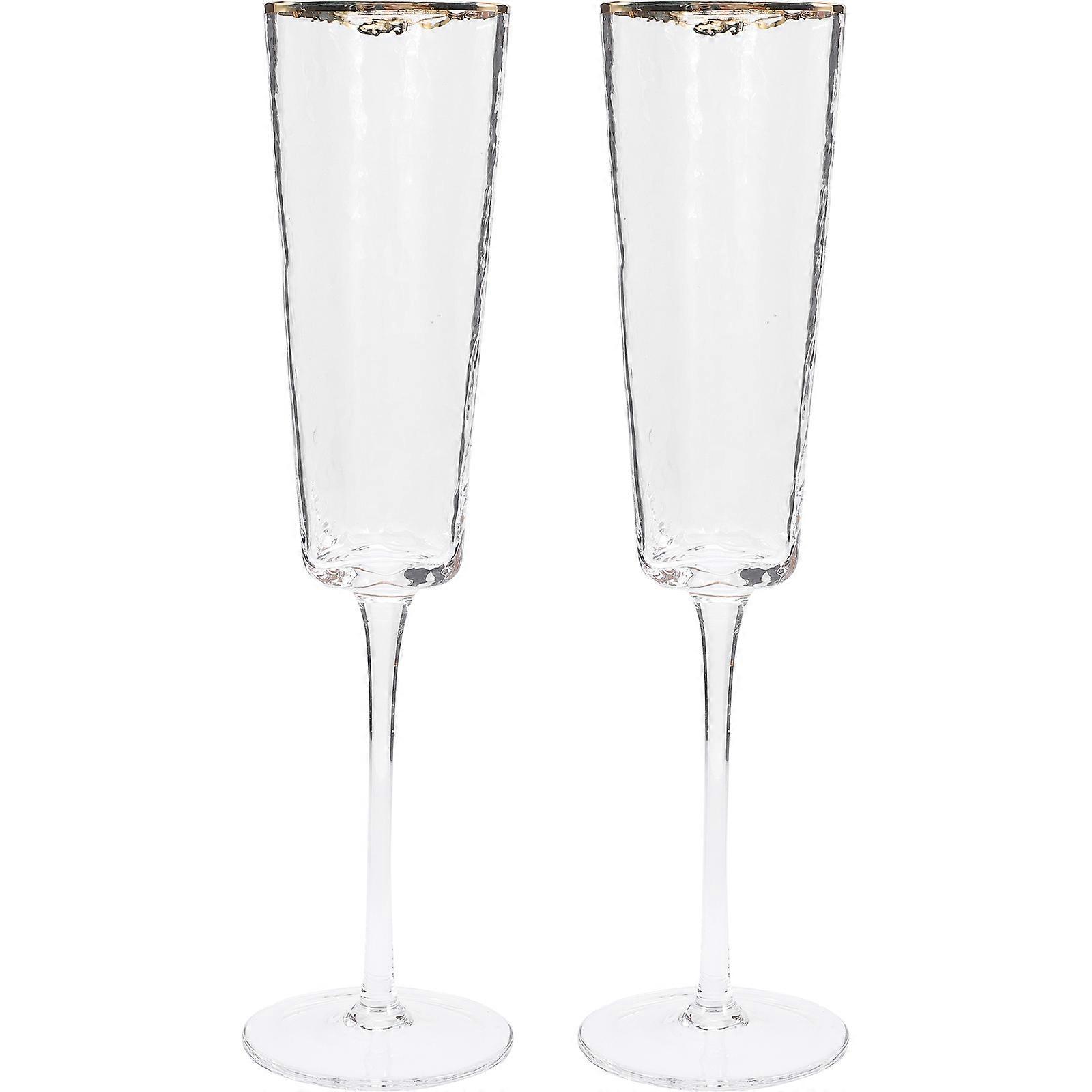 Elegant Crystal Flutes Set of 2 Sparkling Wine Glasses for Weddings, Birthdays, Parties, Toasting & Special Celebrations