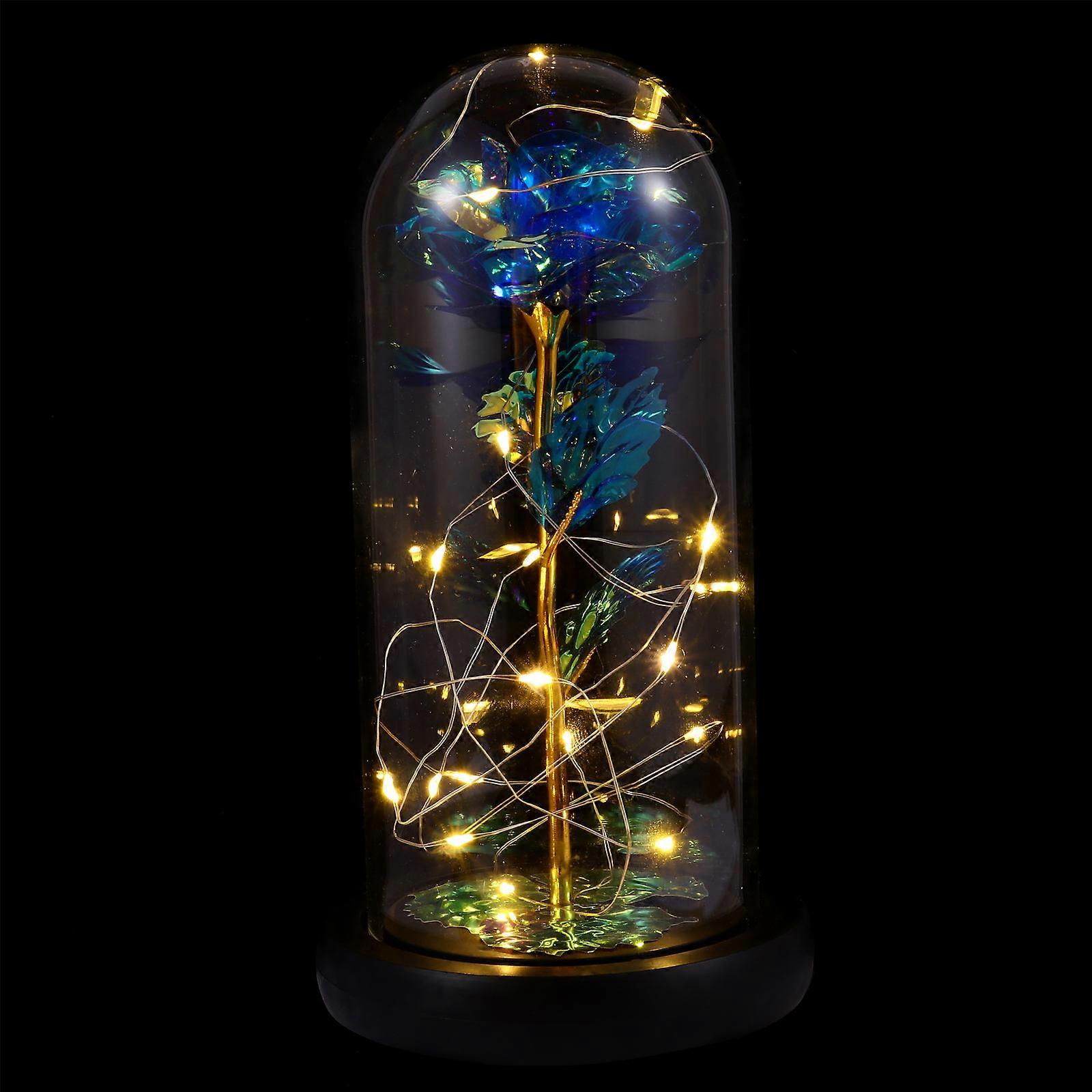 Valentine Day Ornaments Simulation Flowers Artificial LED Light Ornament 20.8x11cm Blue Home Decor 1Pack