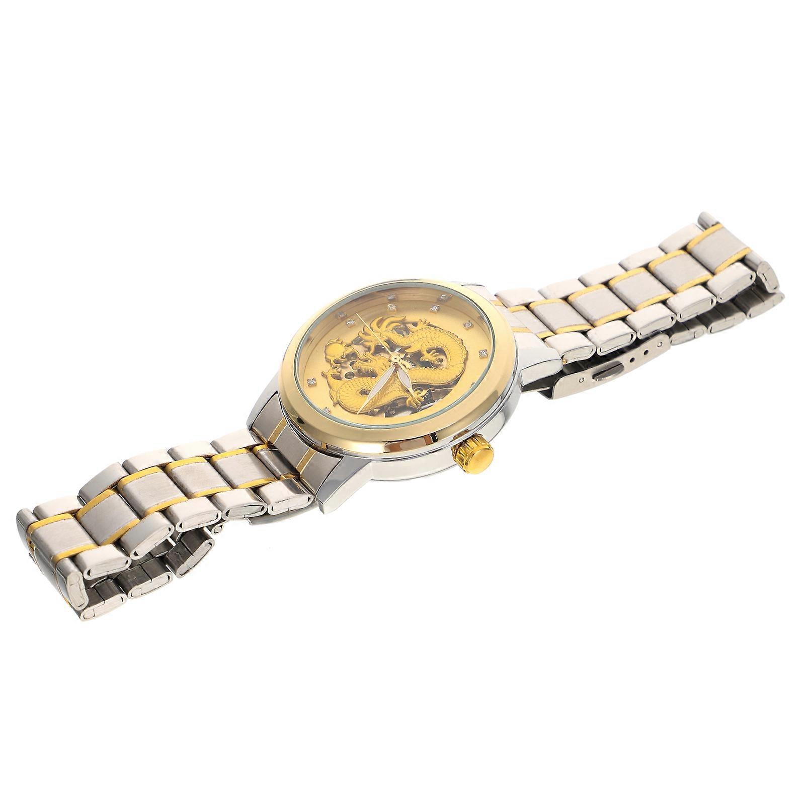 Watch Mens Round Full-automatic Elegant Golden 1Pack
