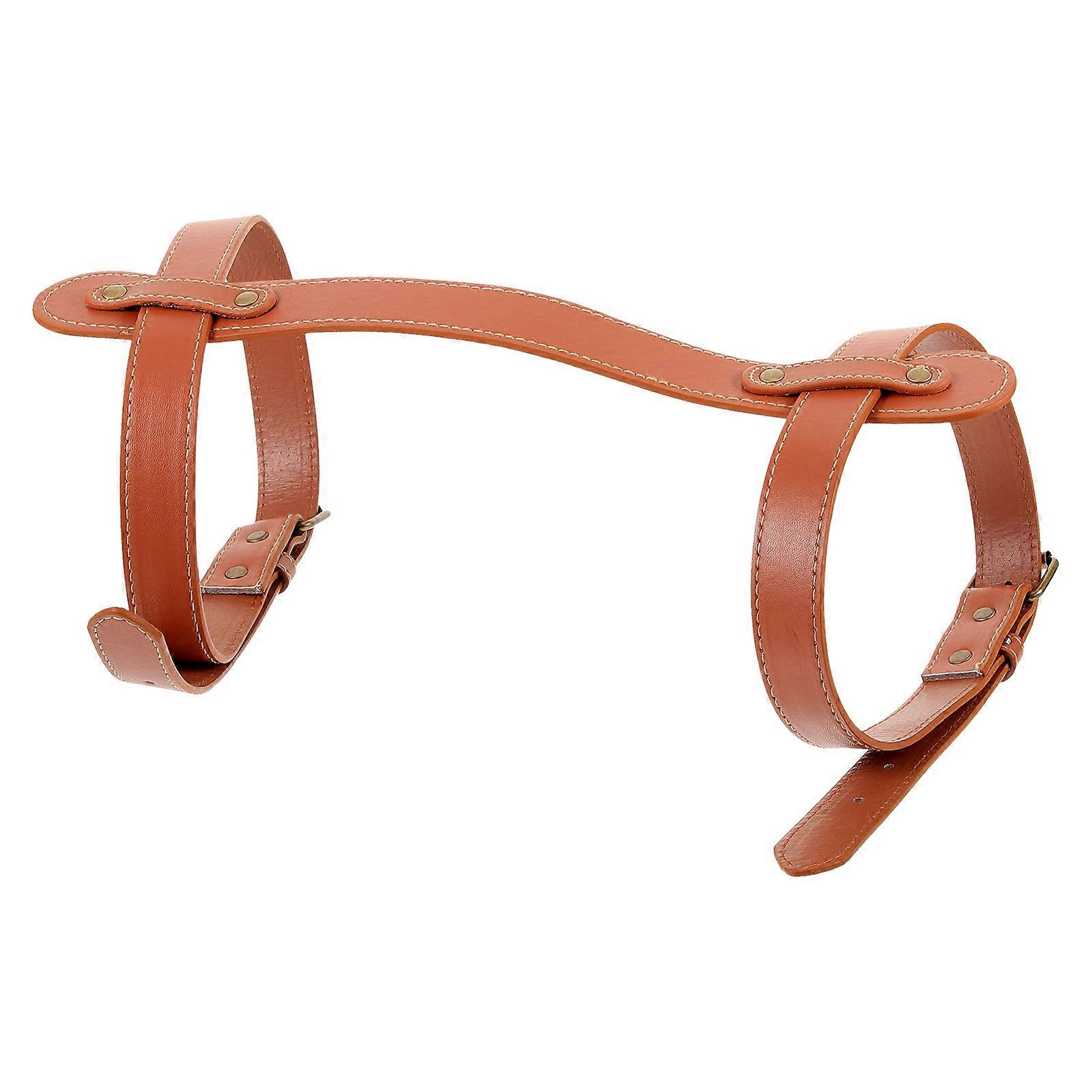 Camping Picnic Blanket Strap with Sturdy Buckle for Storage Brown 2 Layers of Sewn Each Belt