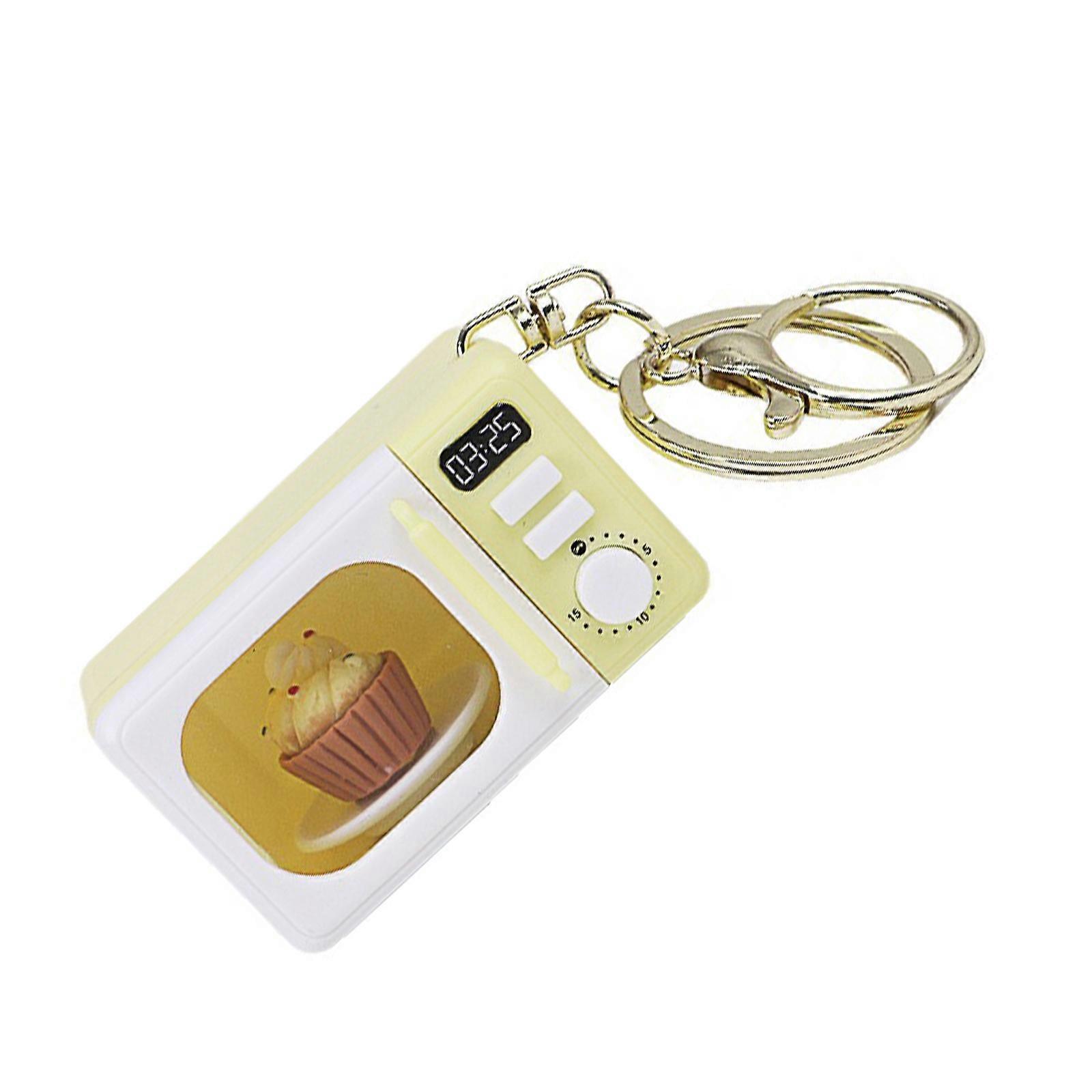Lobster Clasp Microwave Keychain Simulation Pendant LED Light & Sound Functionality for Night Safety Family Activities  Yellow