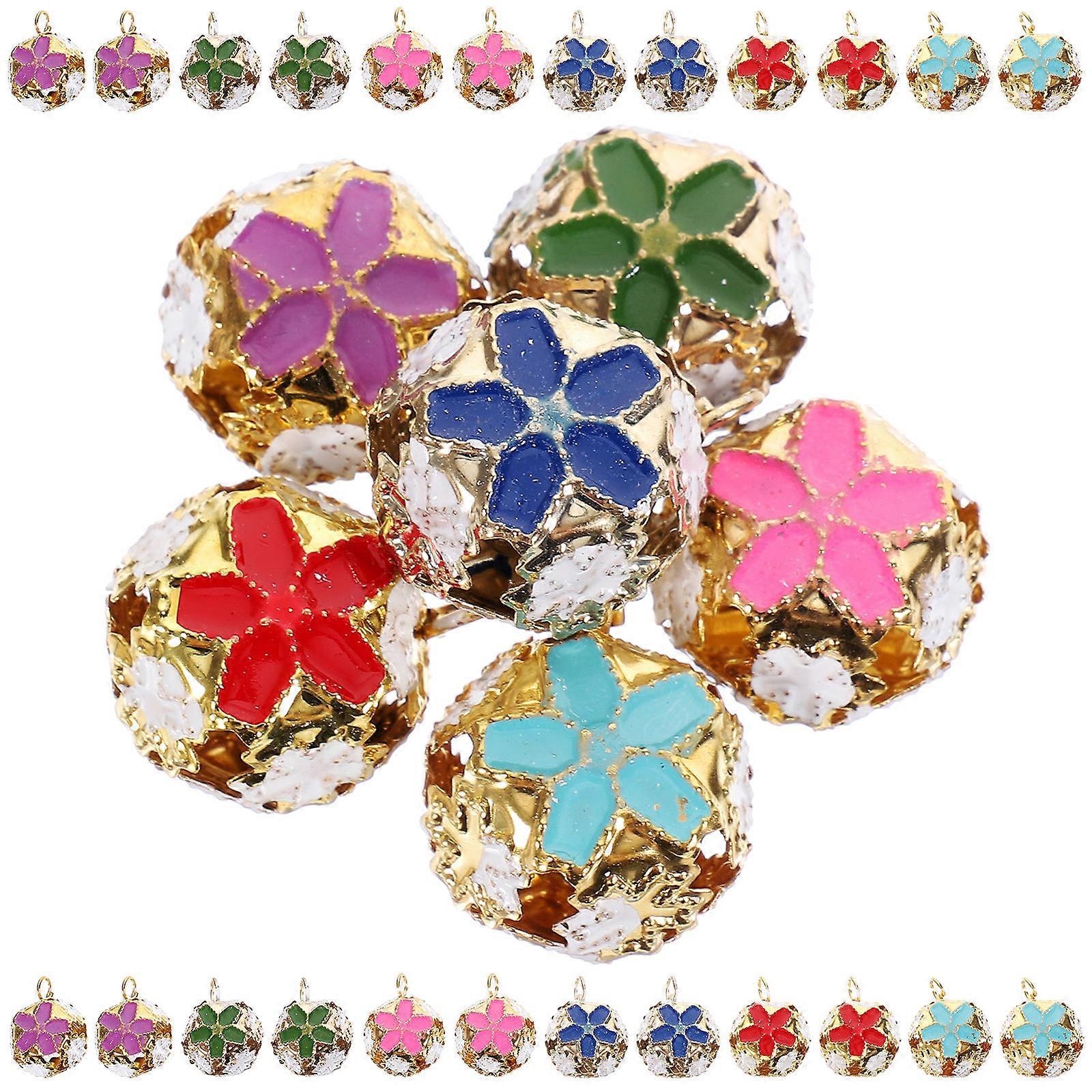 50pcs Colorful Hollow Iron Bells Keychain Charms Smooth Surface Hanging Pendants for Christmas Decoration