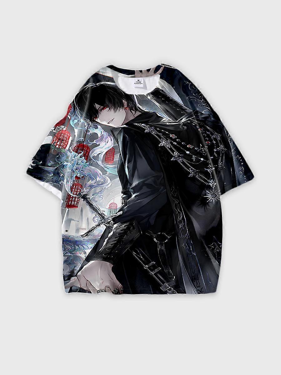 T-shirt round neck Role Pattern loose short sleeve E3672