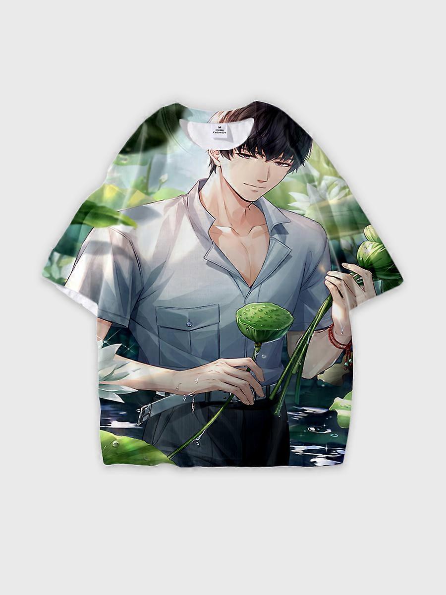 T-shirt round neck Role Pattern loose short sleeve E2108