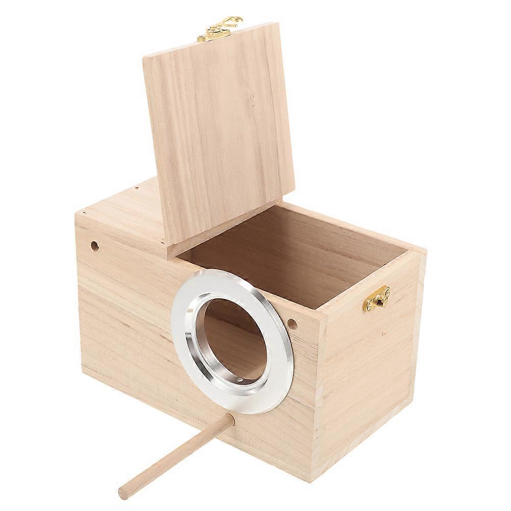 Wooden Bird House for Small Birds Light Yellow Color Perfect for Breeding and Weather Resistant 7.5 x 7.5 x 12 inches