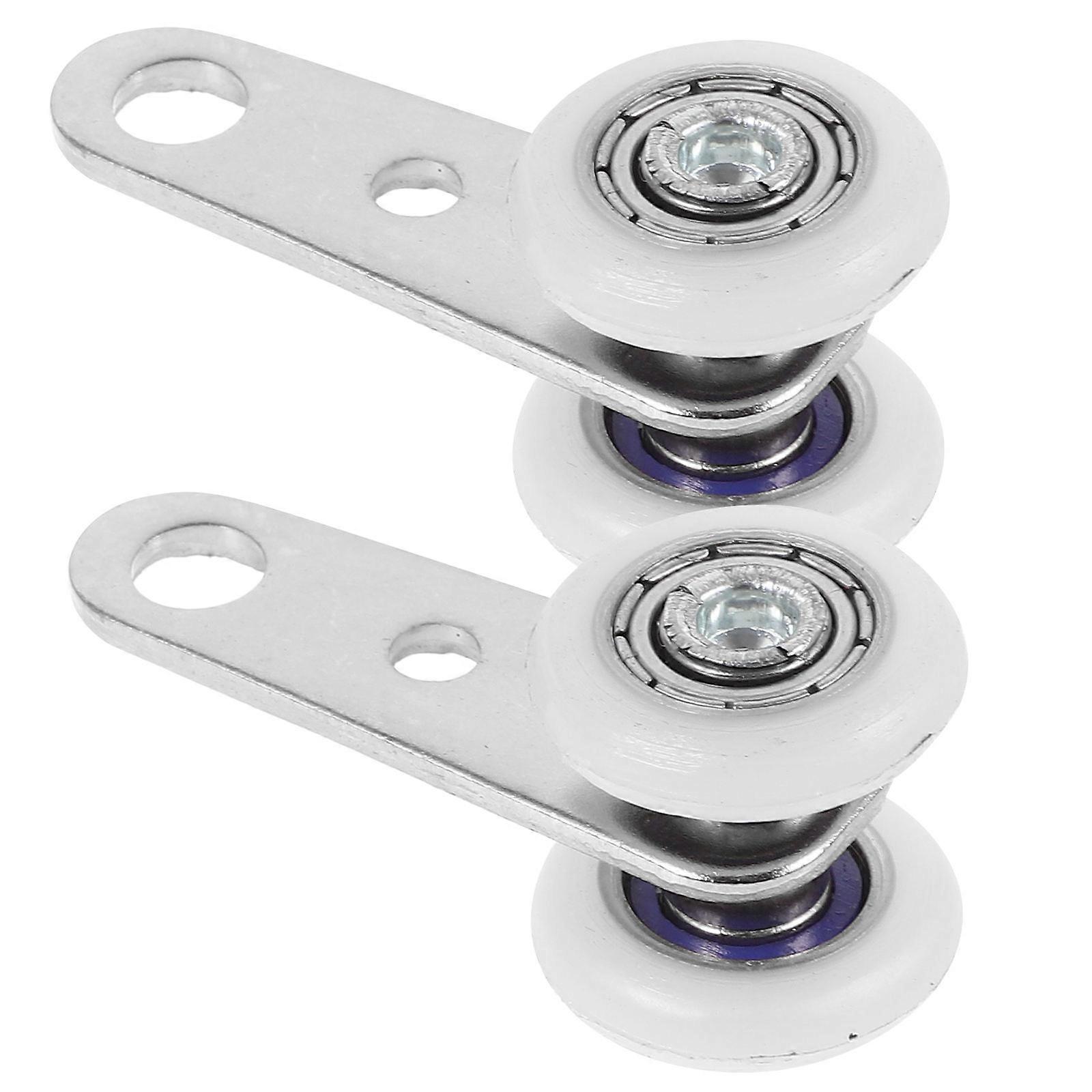 Pulley Roller Heavy Duty Double Pulley Block Door Window For Curtains Silver 4.50x1.80x1.75cm Smooth Sliding 2Pcs