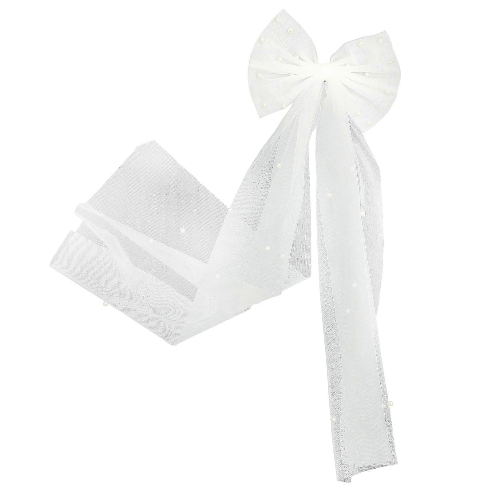 حجاب الزفاف للنساء حجاب الزفاف قصير Bowknot تصميم الدانتيل 50.5x17cm 1Pack