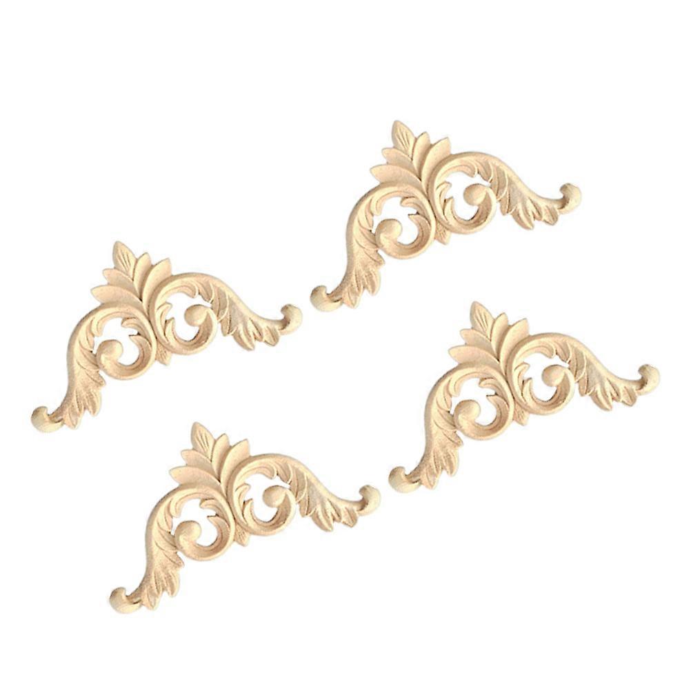 Beige Plastic Carved Onlay Applique for Decoration Easy to Spray Paint and 4pcs Size 1