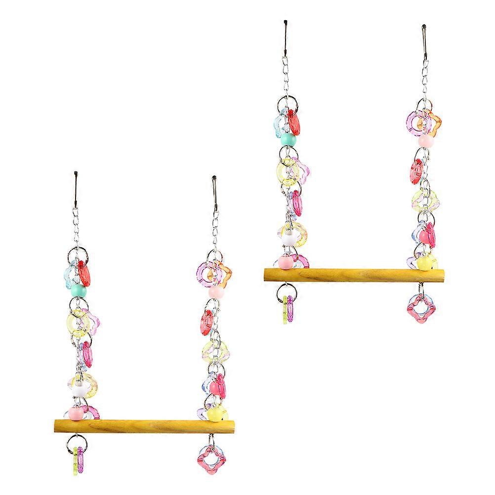 Hanging Parrot Stand With Claw Grinding Feature For Birds And Parakeets 2 Pcs