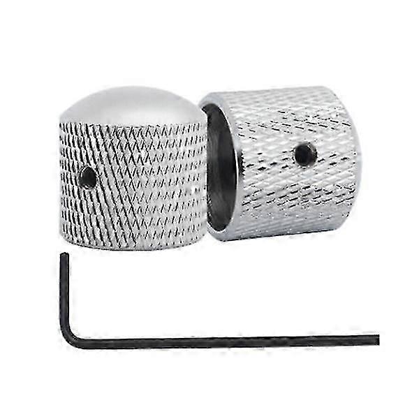 Metal Dome Knobs Chrome Knurled Barrel Silver Gold Top Guitar Control