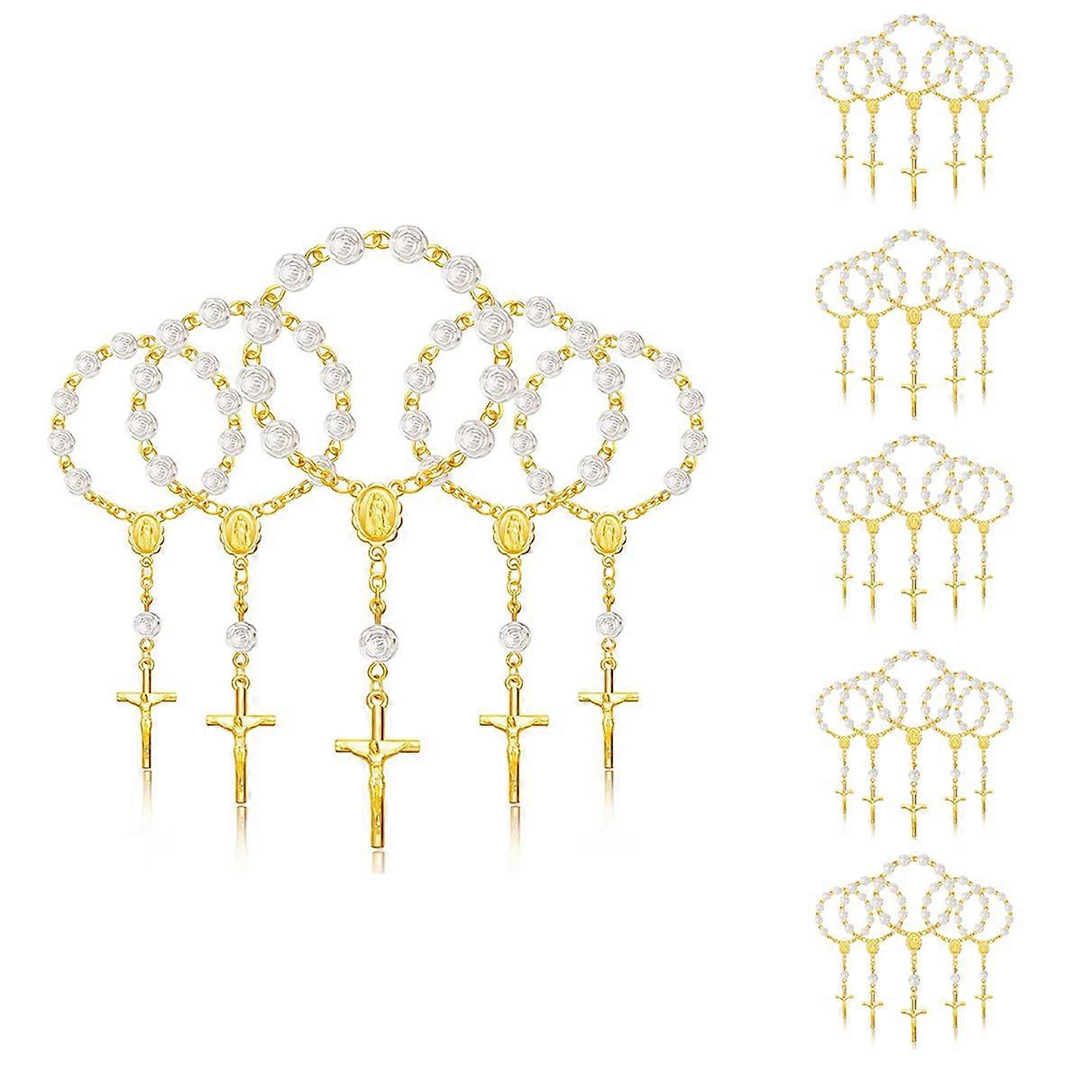 120Pcs Baptism Rosary Acrylic Rosary Beads Mini Rosaries with for the First Communion Baptism Party