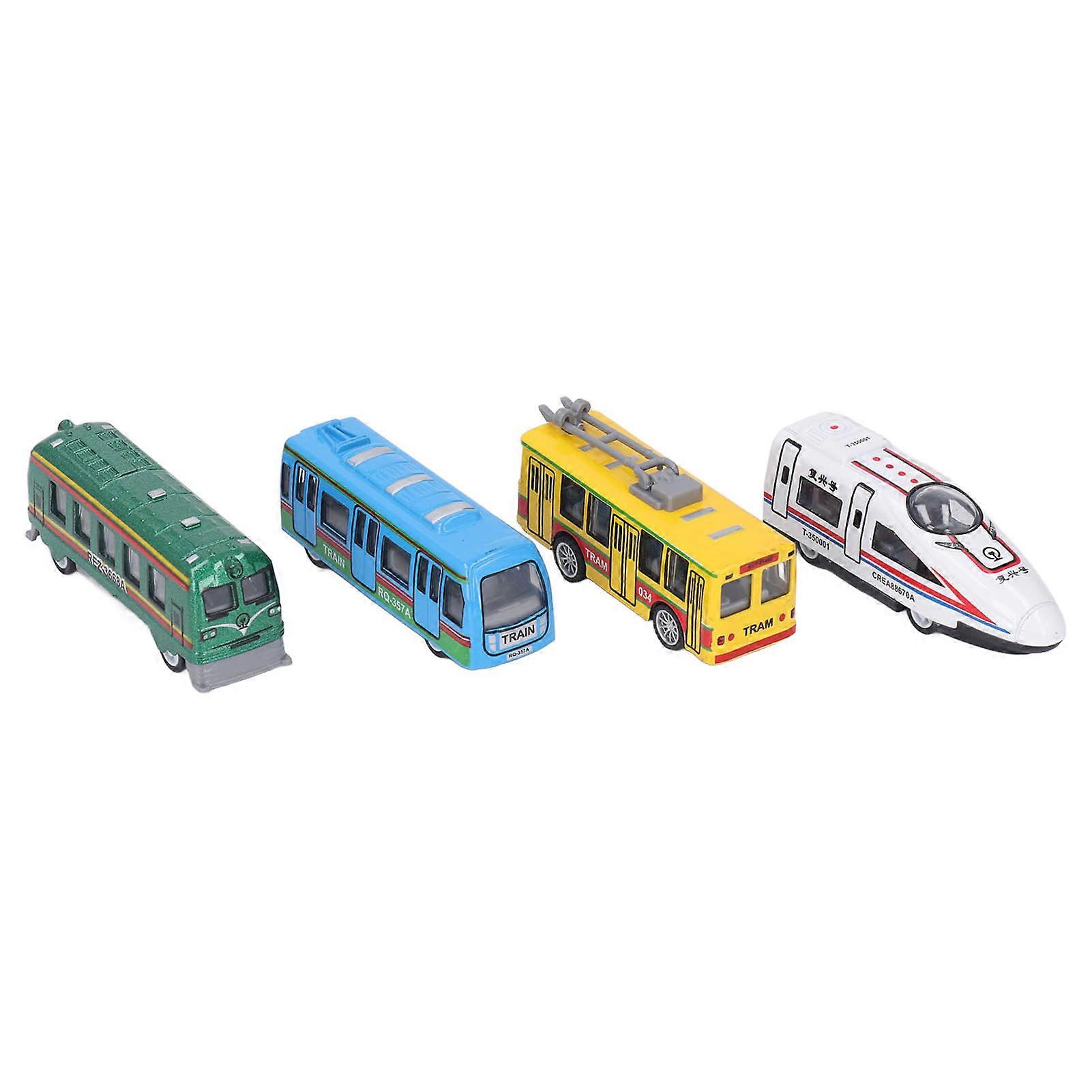 4pcs Die Cast Alloy Bus Model Set Kid Simulated Exquisite Funny Pull Back Car Vehicle Toy Decoration Type B