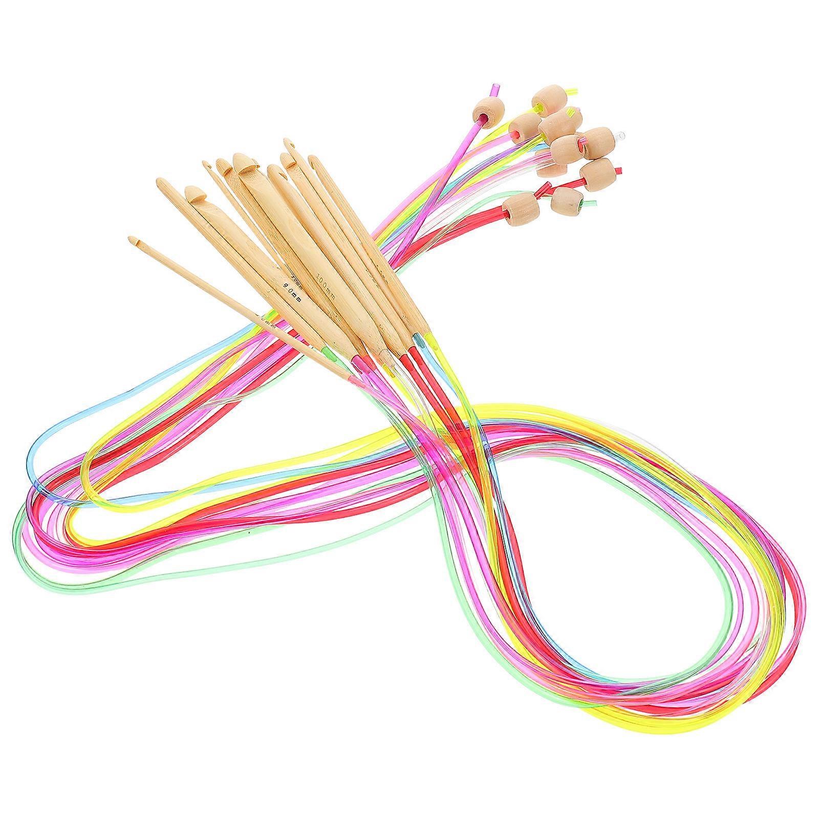 Afghan Crochet Hooks for Knitting with Premium Wood Material Ergonomic Design 12 Pcs Assorted Color