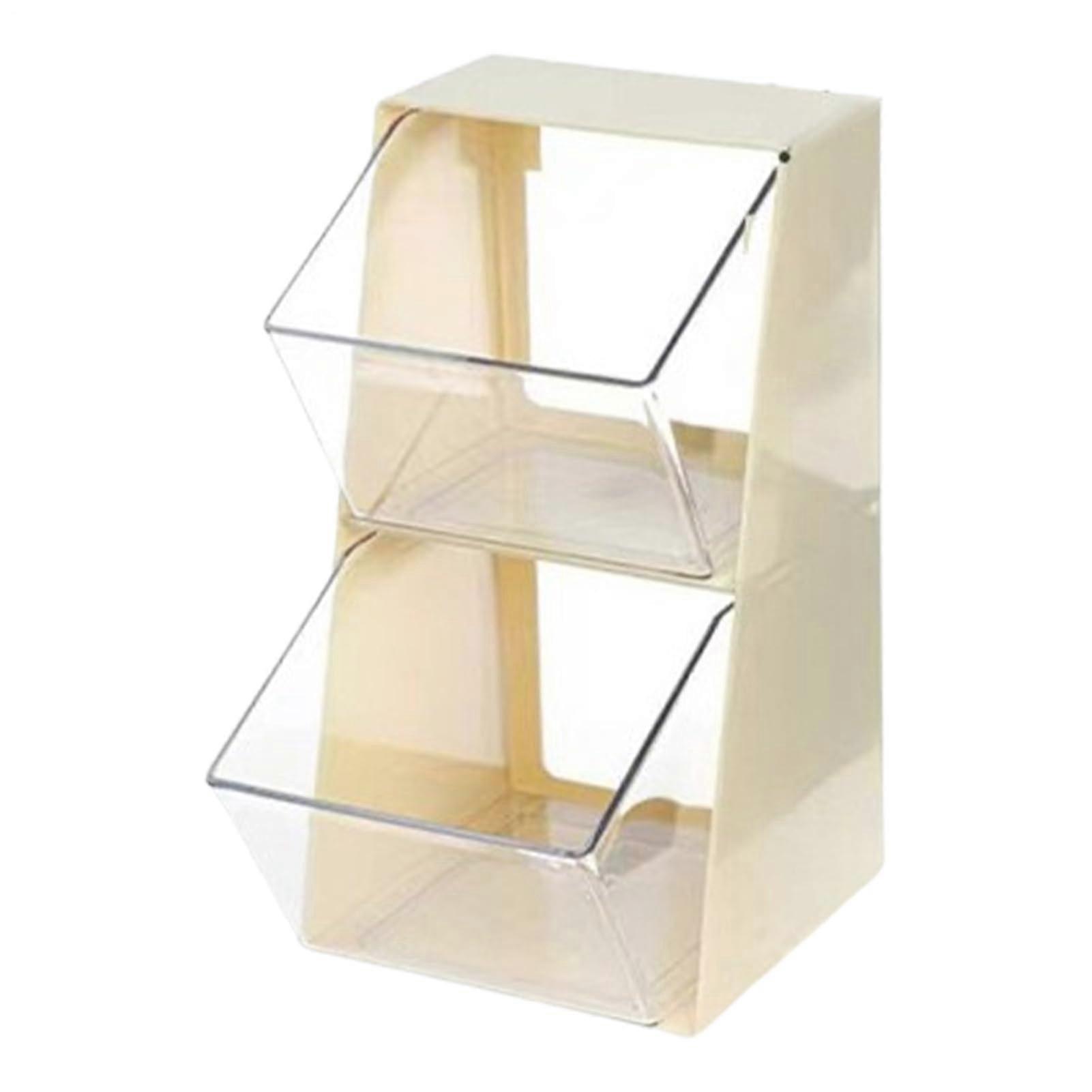 Tea Bag Holder Organizer with 2-Tier Display Rack for Kitchen, Cafe, Locker Storage, White
