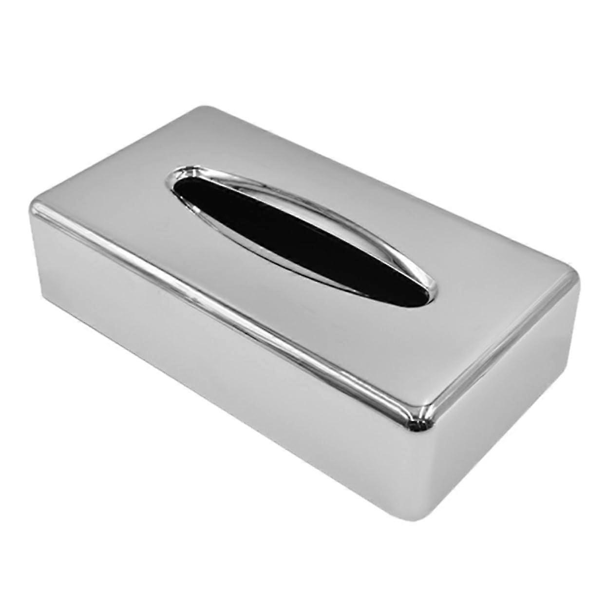 Practical plastic tissue box with chromeplated surface, versatile storage for home, office, and restaurants.