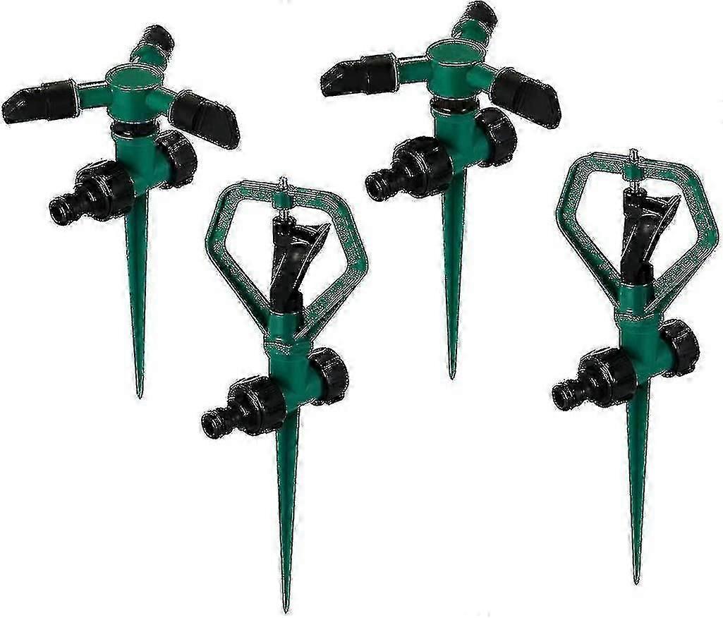 Plnesprinkler, 4stk automatisk 360 roterende justerbare havevandsprinklere Plnevandingssystem med lkagesikkert design holdbart til garden yard K