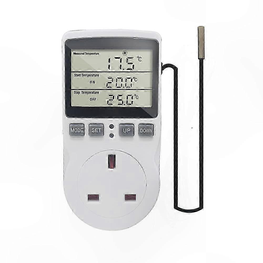 Temperature Controller with Sensor Probe for Heating and Cooling Applications in Greenhouses, Freezers, and Refrigerators