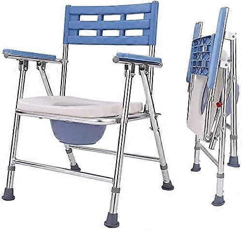 Portable Folding Toilet Seat, Extra Wide Transport Chair, Height Adjustable Commode with Wheels, Pedal for Toilet 819