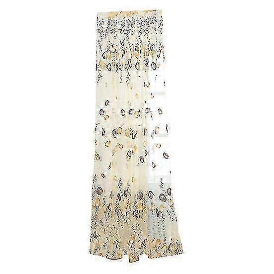Useful Tulle Curtain Washable Thin Polyester Smooth Surface Sheer Curtain for Indoor