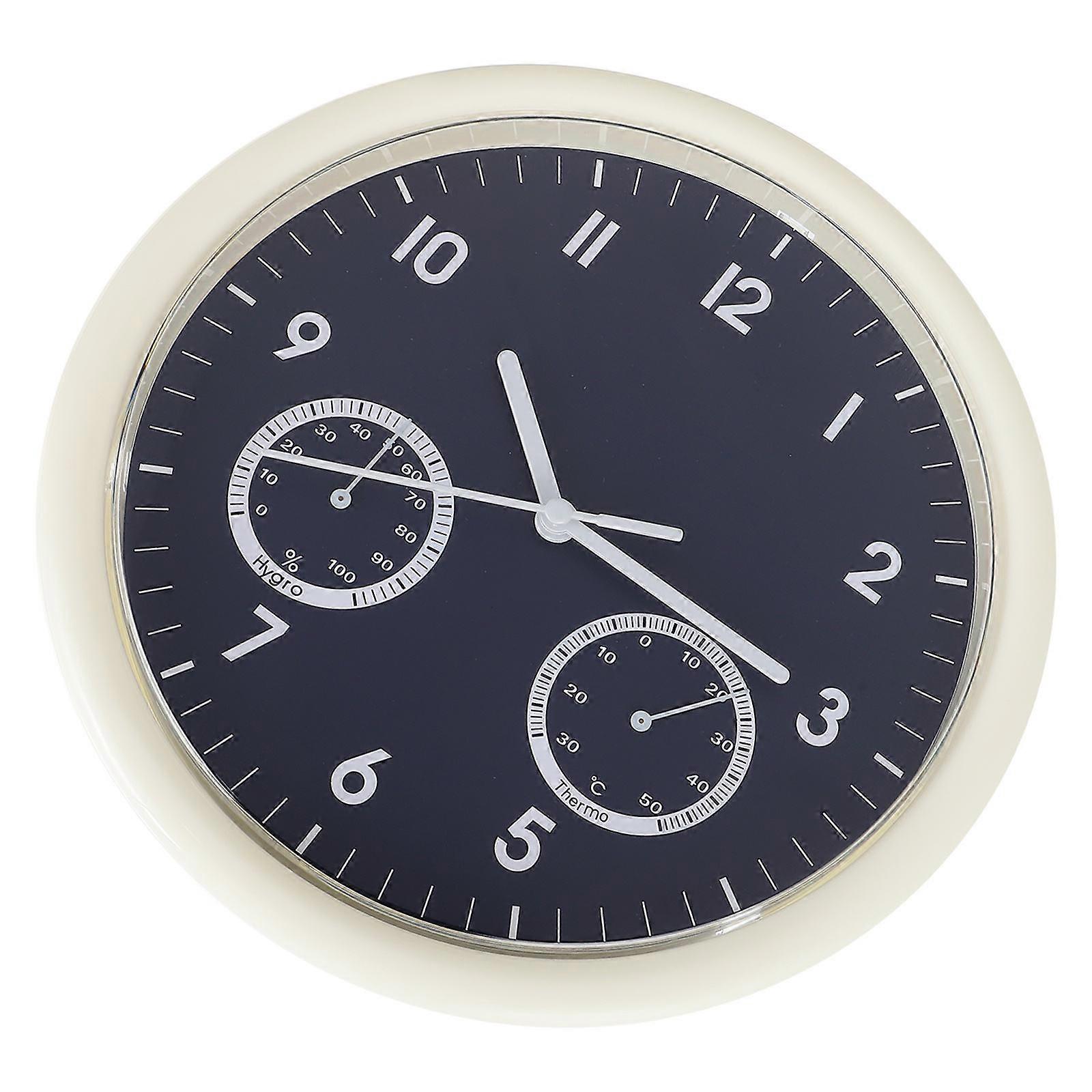 Decorative Wall Clock with Hygrometer and Thermometer for Home Use