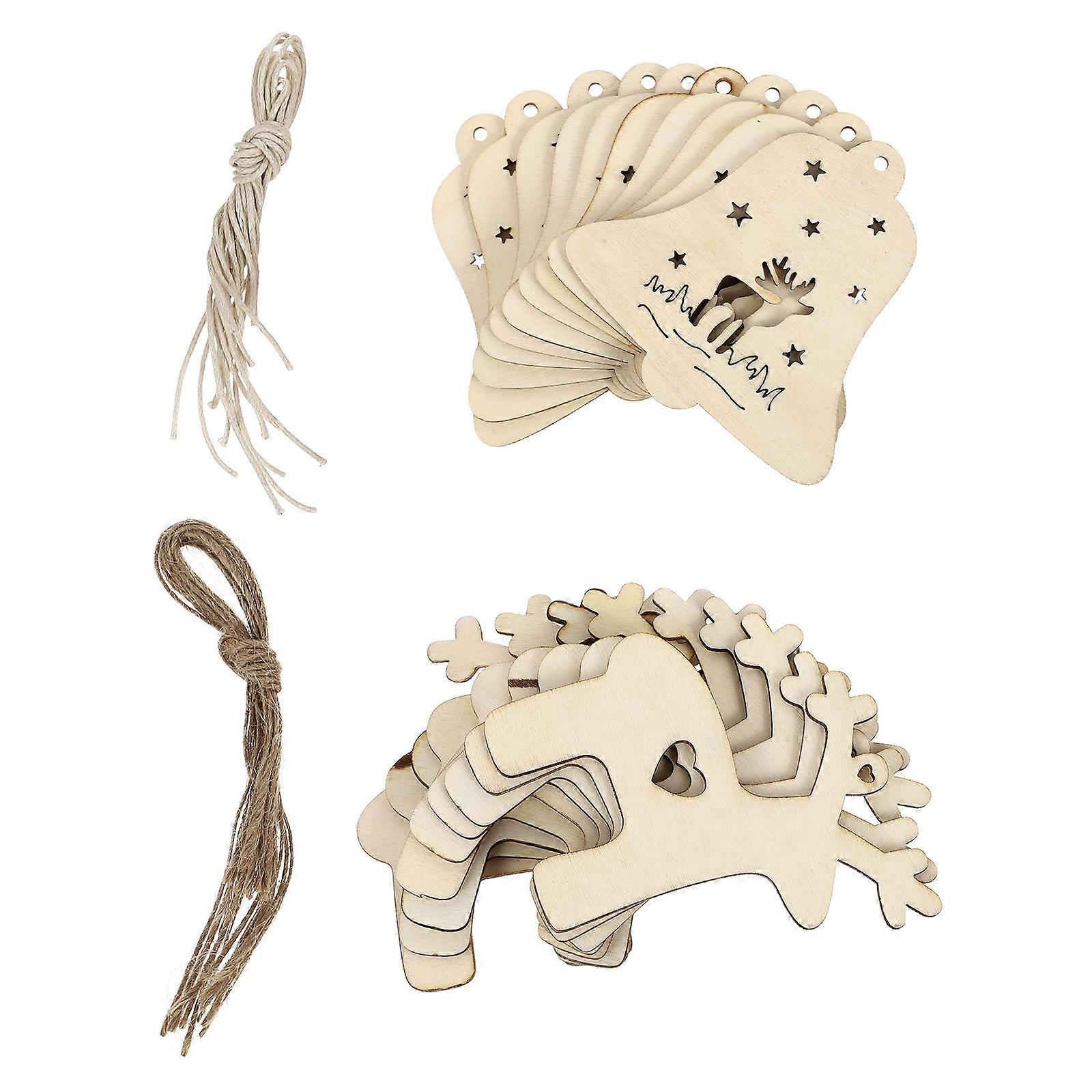 20Pcs Wood Cutouts Christmas Style Fawn Pendants 8X8cm Great For Various DIY Projects And Decorations