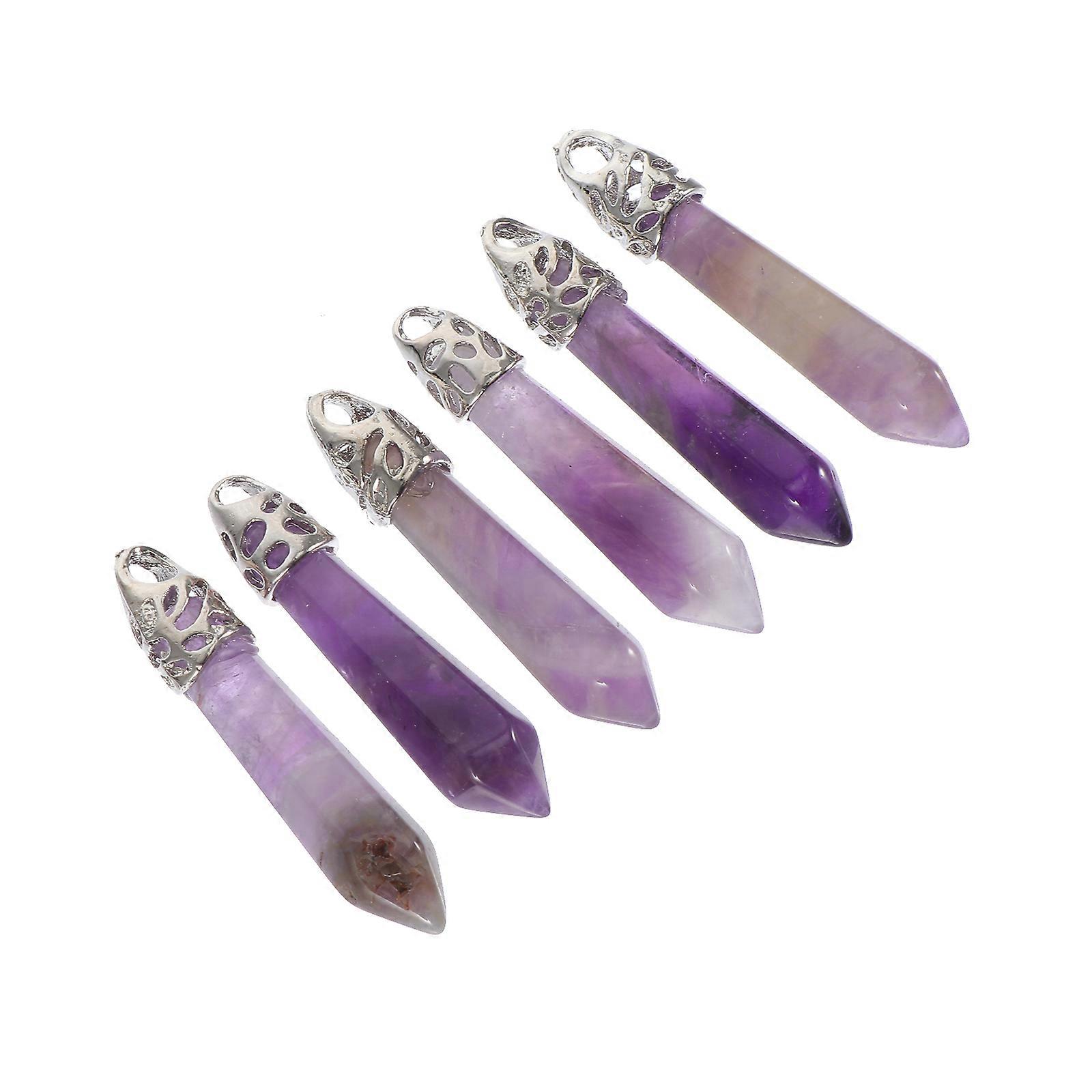 DIY Jewelry Pendant 6Pack Necklace Hanging Pendant For Women With Violet Hexagonal Column Shape