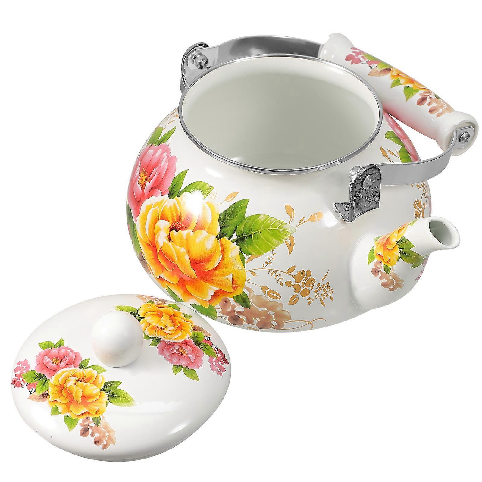 Enamel Tea Kettle For Housewarming And Wedding Occasions In Yellow 2.5L With Easy To Clean Feature 1Set