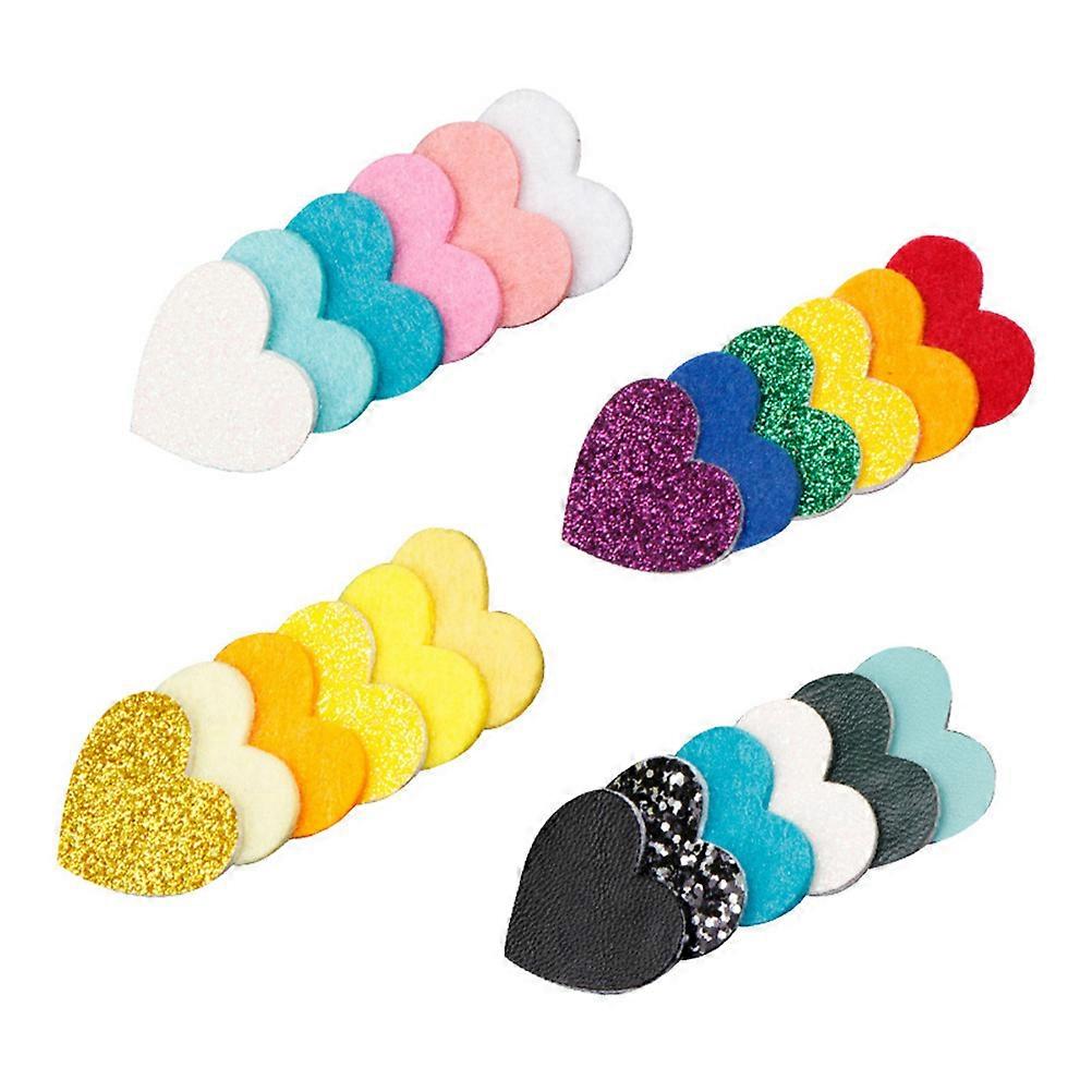 Pretty Hearts Hair Clips for Girls with Sequins Heart Design Assorted Color Cloth Material