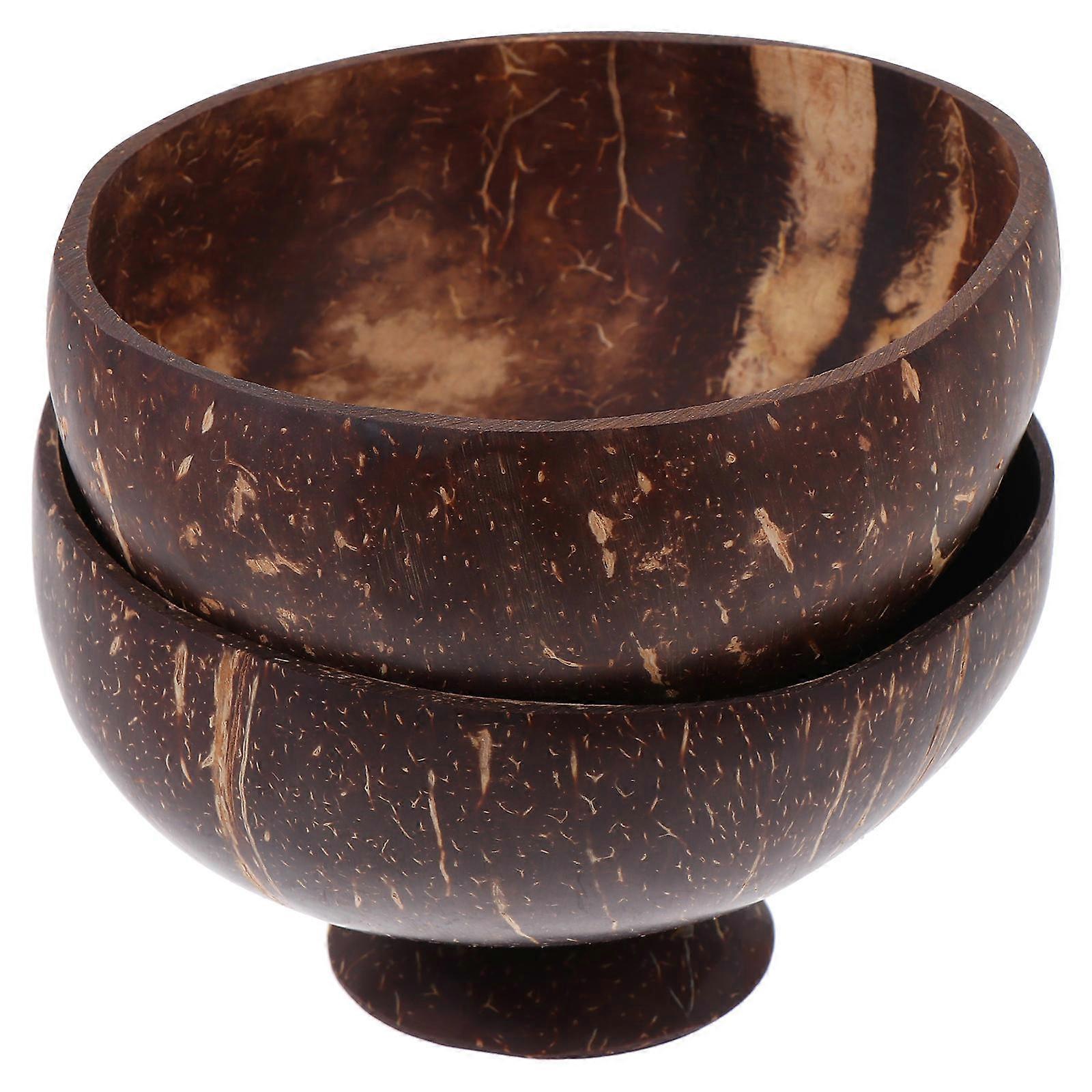 2Pcs Coconut Bowls Coconut Shell Bowls Household Salad Bowls Food Serving Bowls