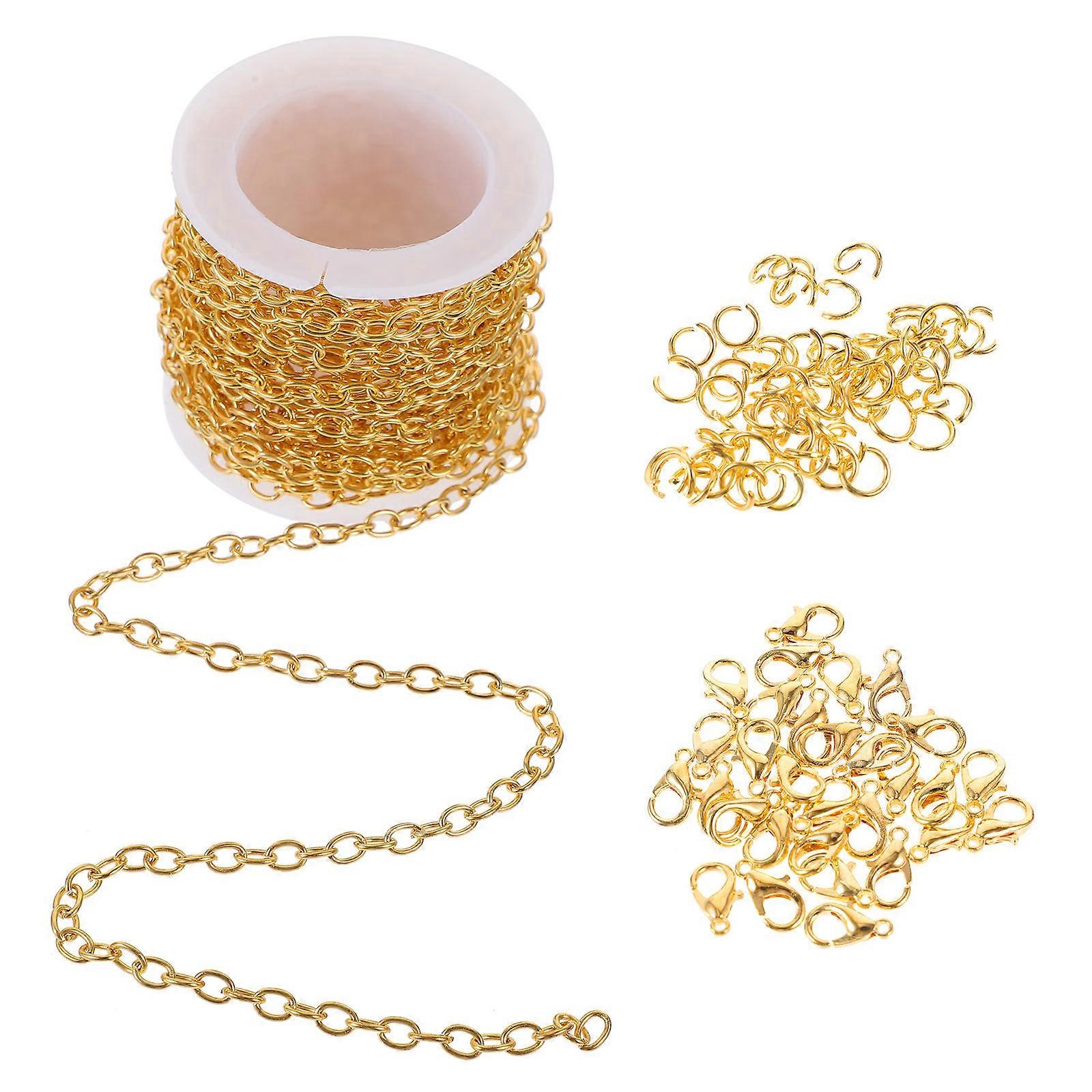 1 Set Bracelet Making Chain with Lobster Clasps and Jump Rings Metal Jewelry Chain for Crafting