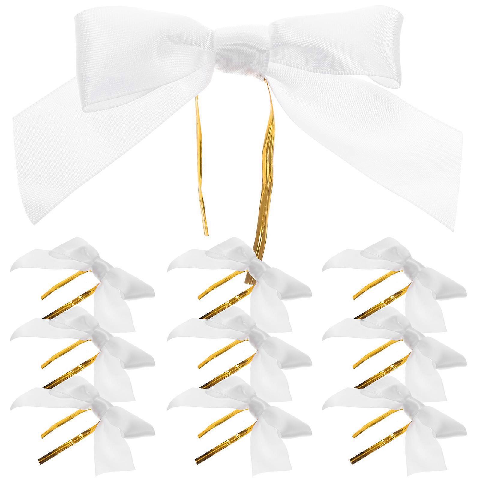 50pcs White Ribbon Bows for Bags, DIY Decorations for Valentine's Day, Weddings & Parties, Durable Craft Bows for Festive Events