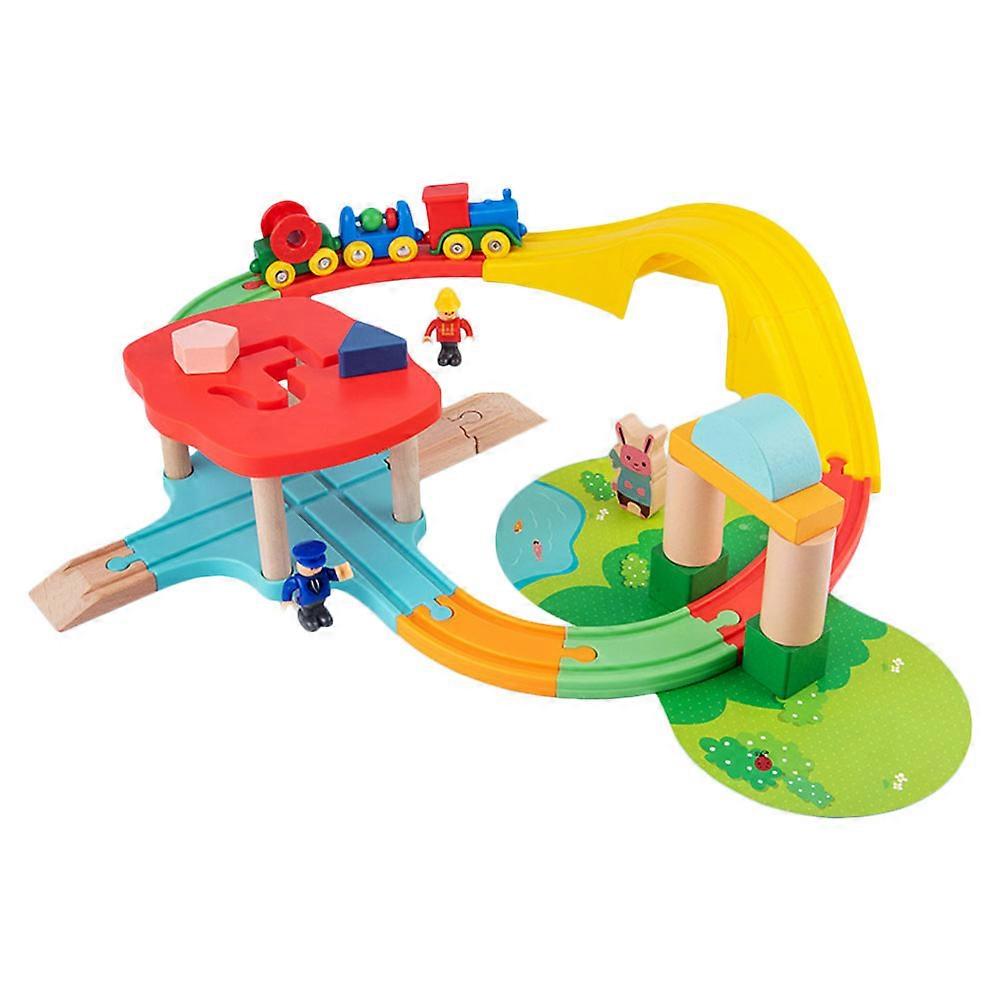 Mini Wooden Train Track with Inertial Sliding Car – Safe, Smooth Edges for Easy Assembly and Parent Child Interaction