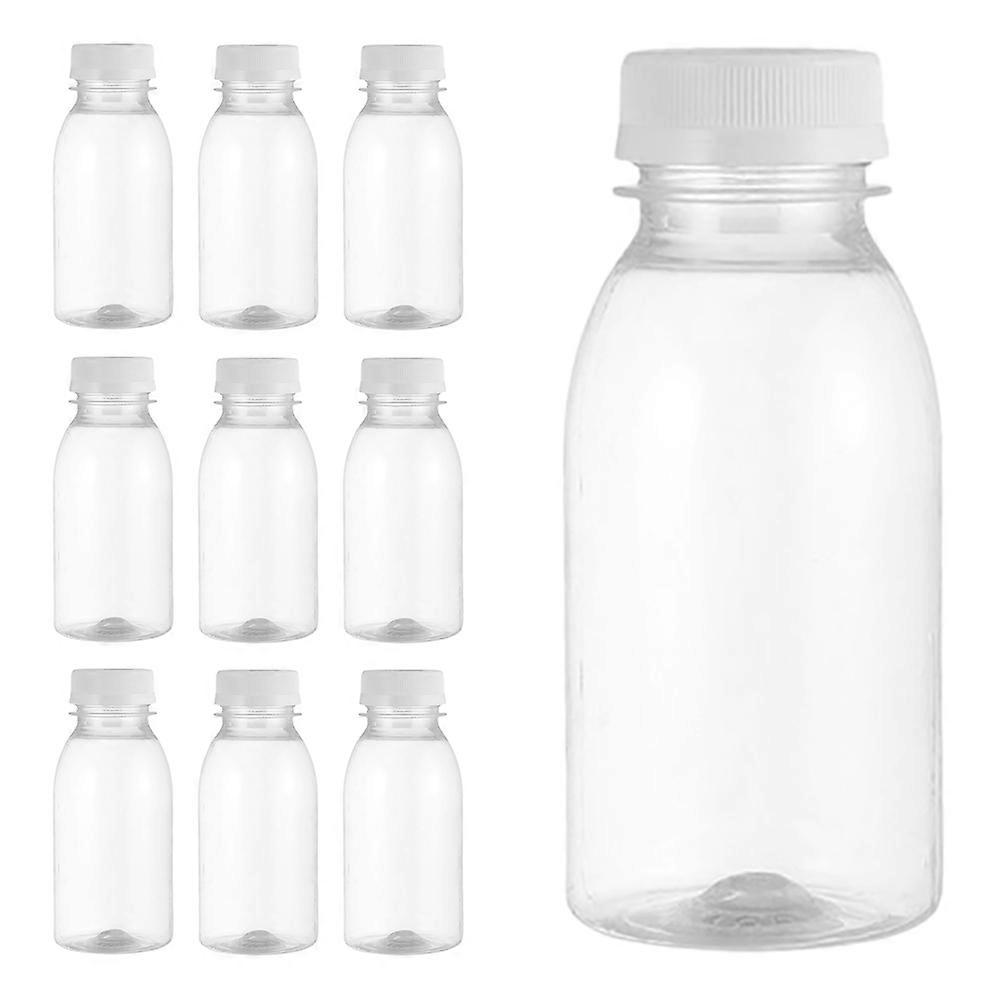 10Pcs Clear PET Bottles 100Ml For Office Use Smoothies With Lids Leakproof And Storage Function