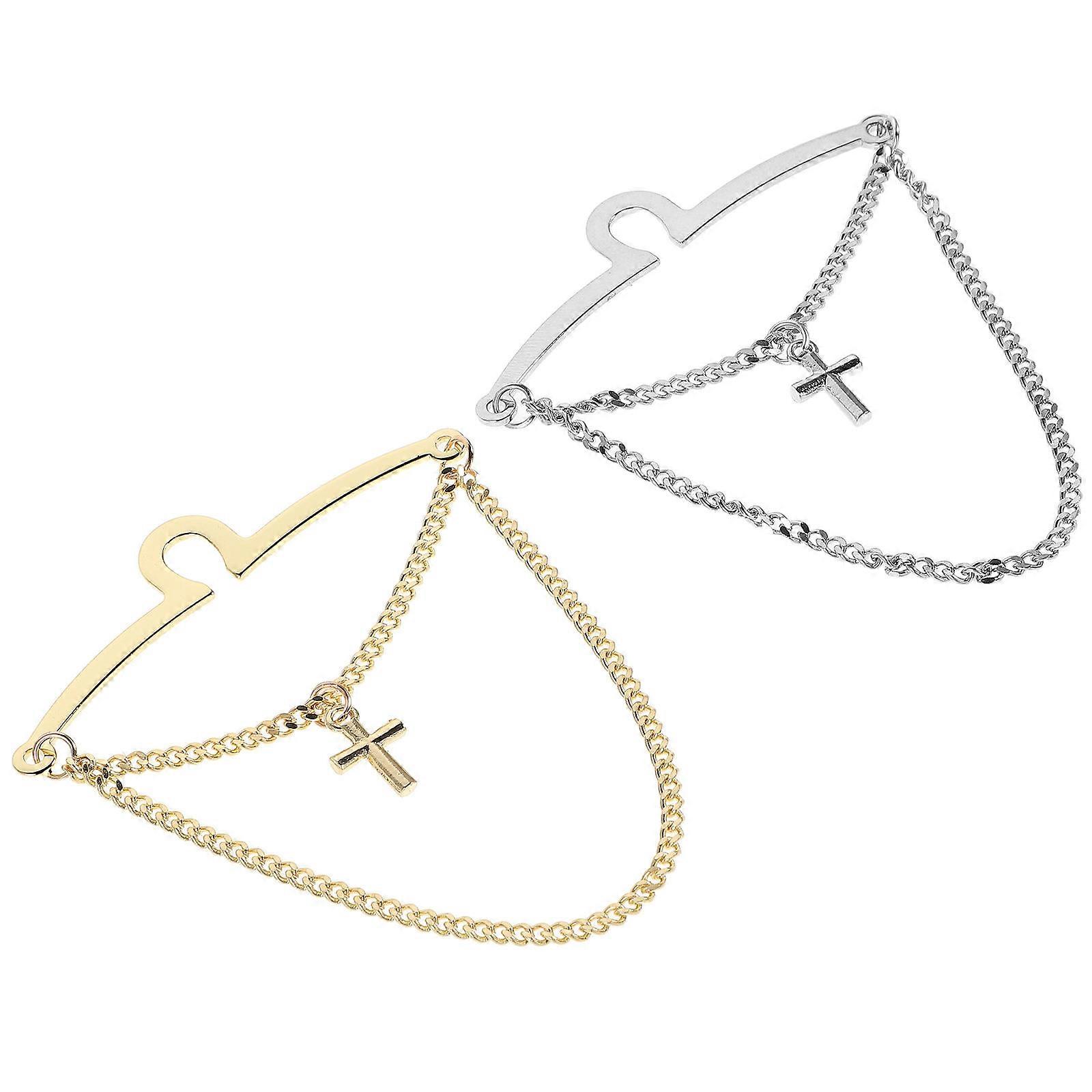 2pcs Tie Clip Cross Design Necktie Chain Clasps for Men, Stylish & Functional Accessories for Parties & Special Events