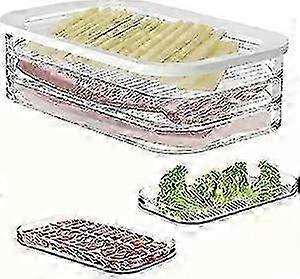 Lunch Meat Container for Fridge, 3-Layer Stackable Cold Cuts Storage Containers, Transparent Deli Meat Container for Fridge with Lid for Meats Cold