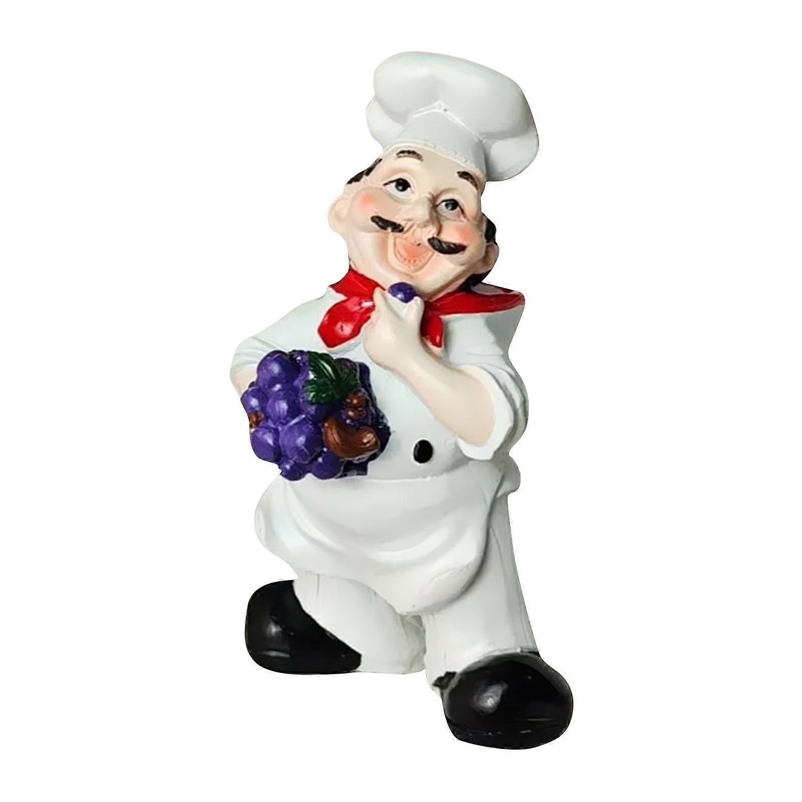 Chef Resin Figurine Cartoon Chef Sculpture for Cook Table Kitchen Counter