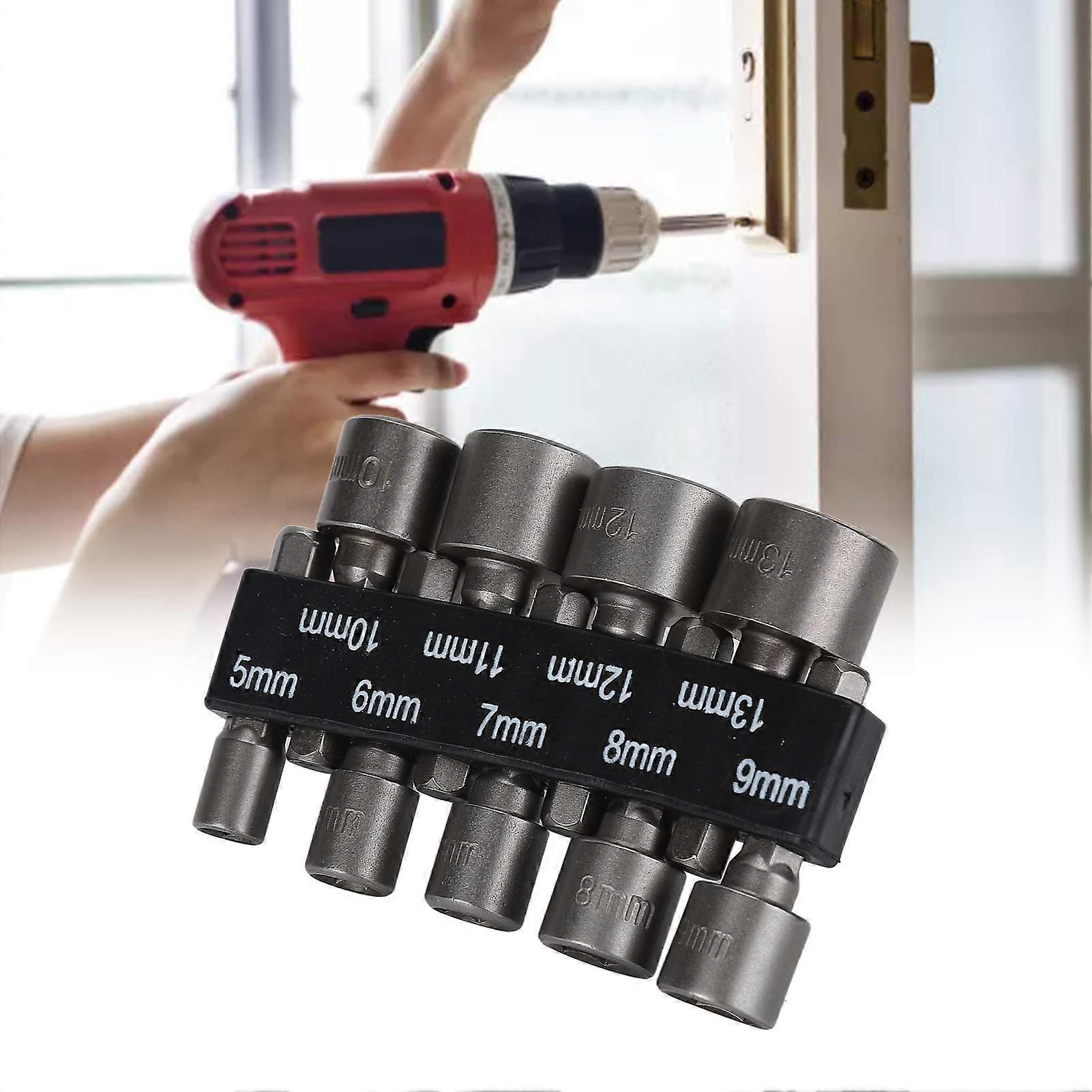 9Pcs Socket Bit 1/4in Hex Shank Chrome Vanadium Steel Screwdriver Sockets with Storage Holder