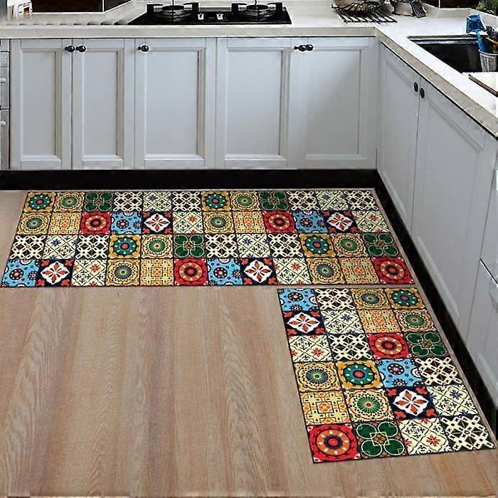 Anti-slip mat - Antique - Set of 2 - Yellow - 40x60cm and 40x120cm - Printed
