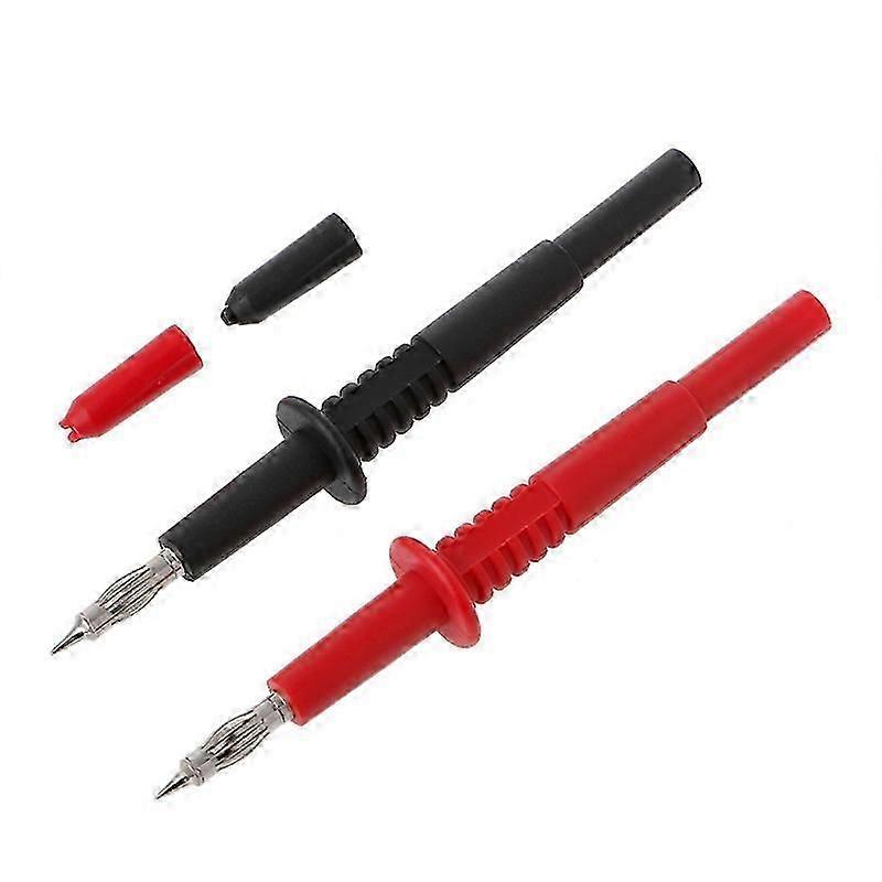 2 Pcs/1 Set Copper Rod Multimeter Testing Probe 4mm Socket Type Probe Banana Connector Red/ Black