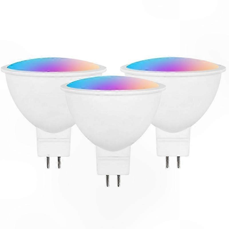 Smart LED Bulb 3-Pack, 12V MR16 RGB+CW, Dimmable, Color Changing, Timer, Voice Control-Compatible, 5W Spot Lighting